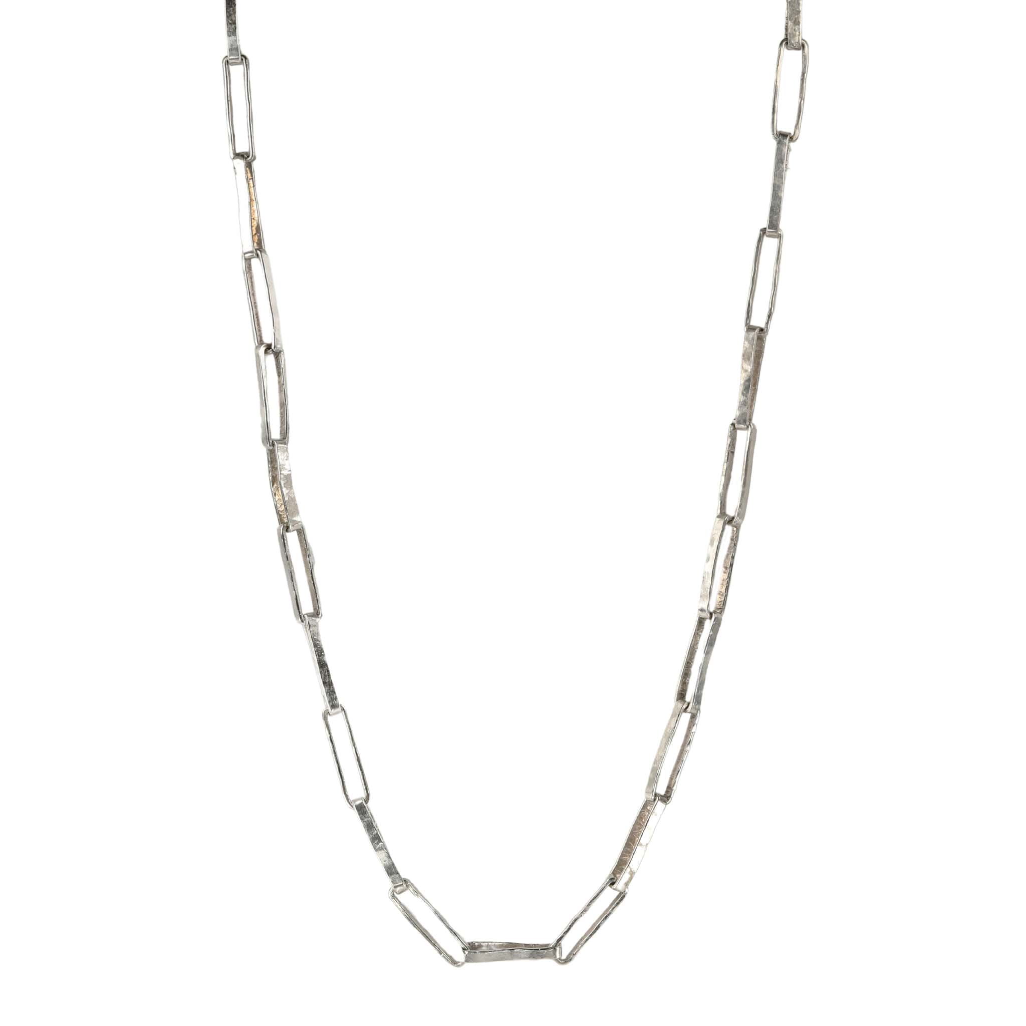 &quot;Cary York&quot; Sterling Silver Rectangular Link Necklace - Peridot Fine Jewelry - Sarah Macfadden