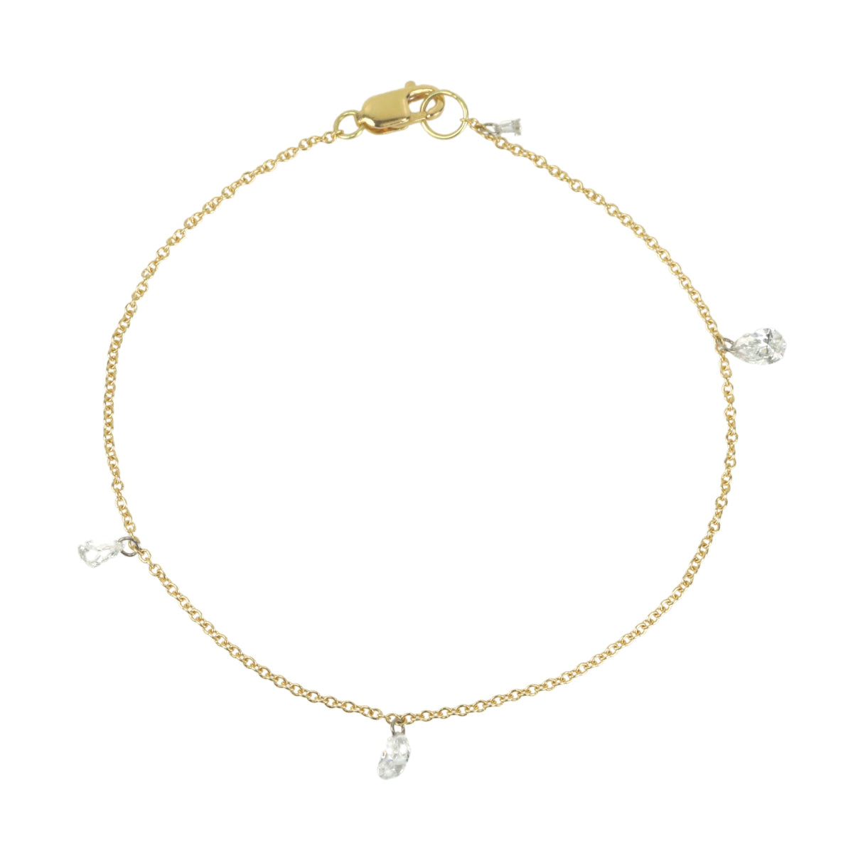 Chain Bracelet with Three Free - Set Pear - Shaped Diamonds - Peridot Fine Jewelry - TAP by Todd Pownell