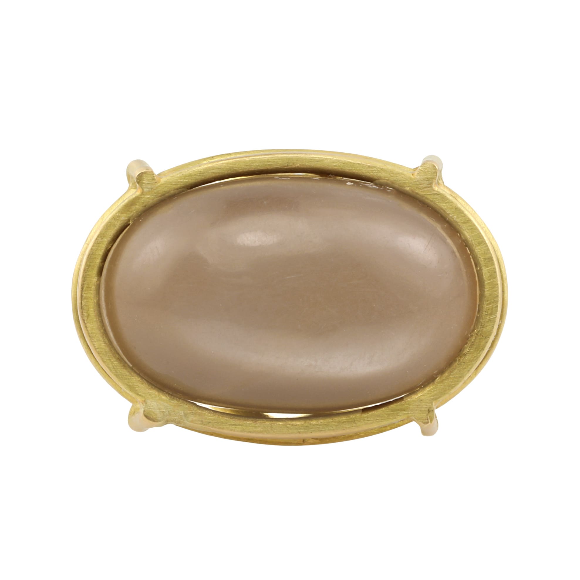 Rosanne Pugliese Chocolate Cabochon Moonstone in 18 Karat Yellow Gold Cage Setting