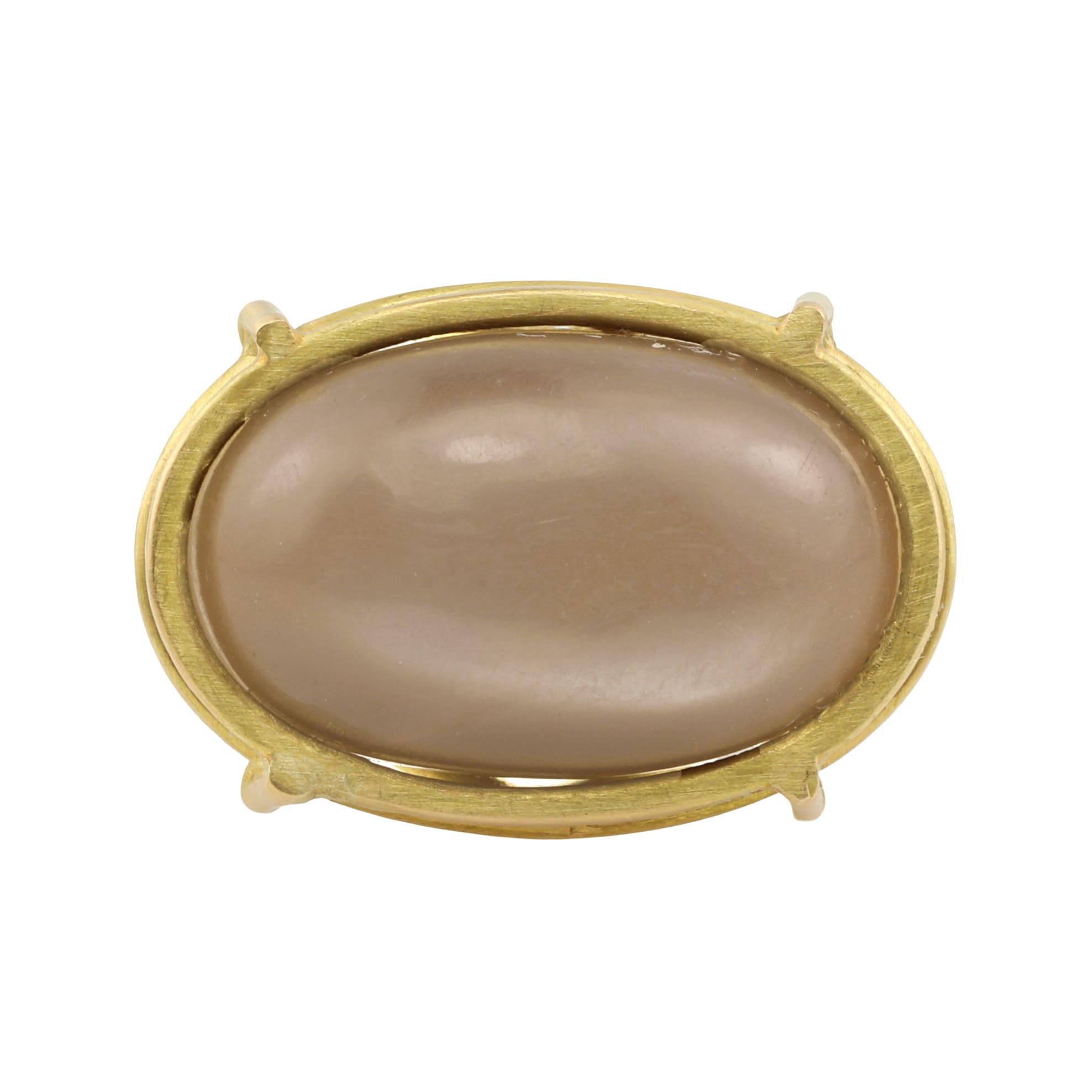 Rosanne Pugliese Chocolate Cabochon Moonstone in 18 Karat Yellow Gold Cage Setting