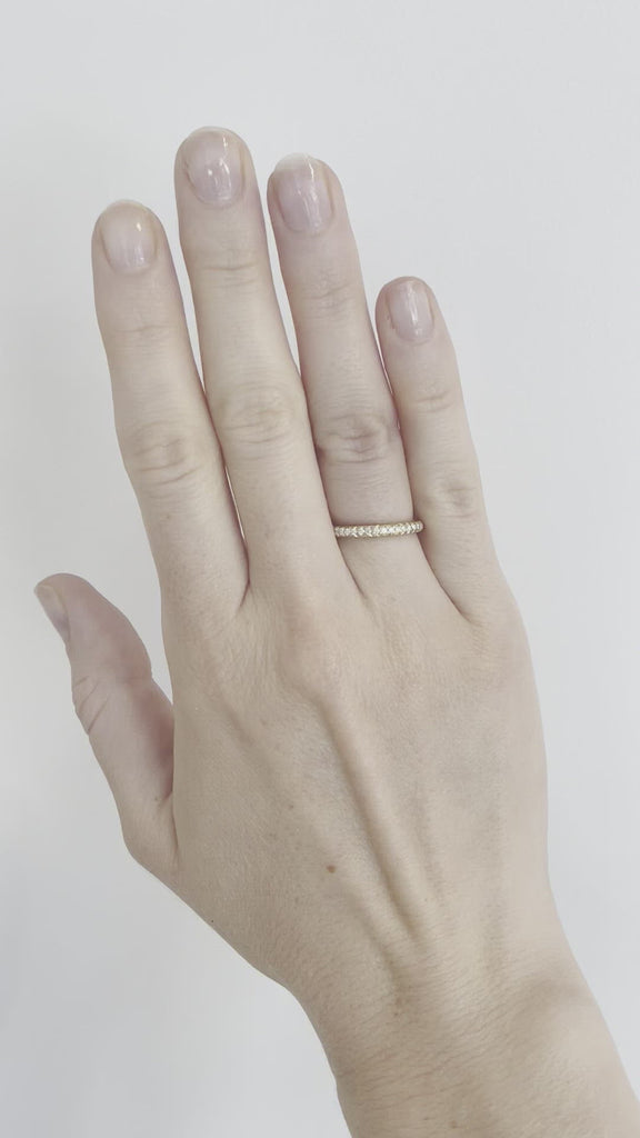 Annie Fensterstock Gold "Half Glitter" Band with Pave Diamonds