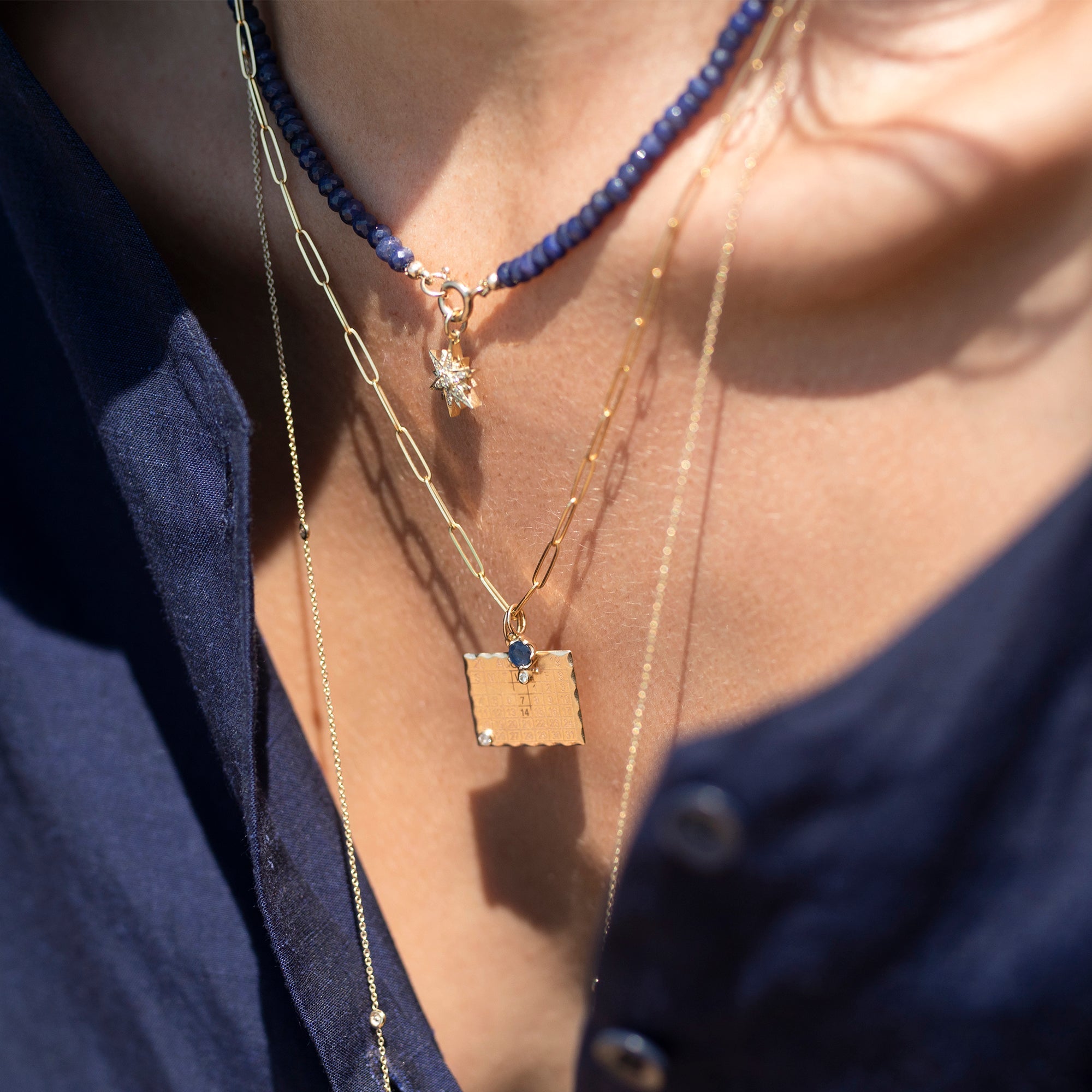Zahava Dark Blue Sapphire Beaded Necklace