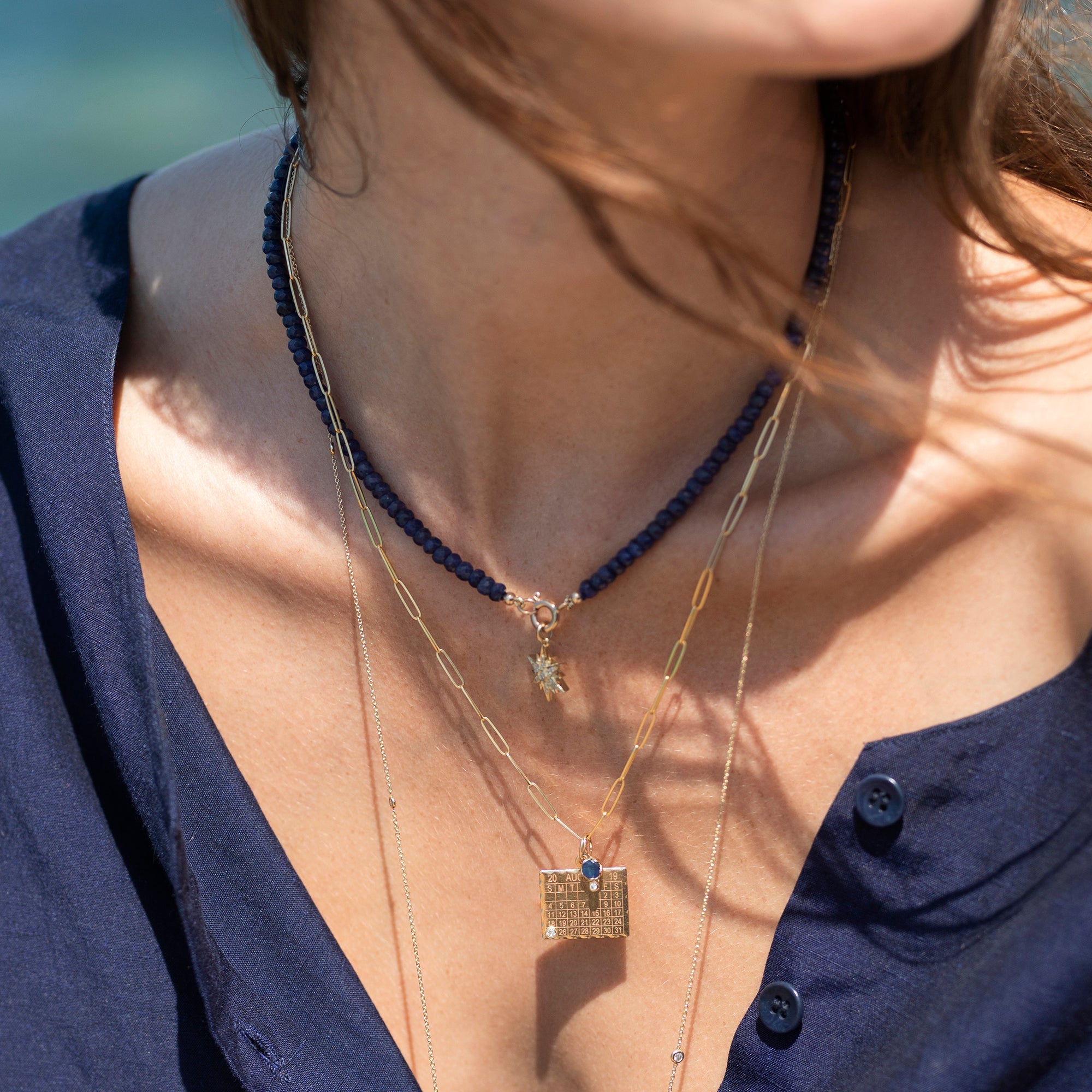 Zahava Dark Blue Sapphire Beaded Necklace