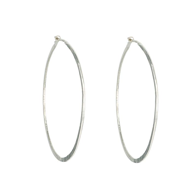 &quot;Esme&quot; Sterling Silver Flat Hammered Round Hoop Earrings - Peridot Fine Jewelry - Sarah Macfadden