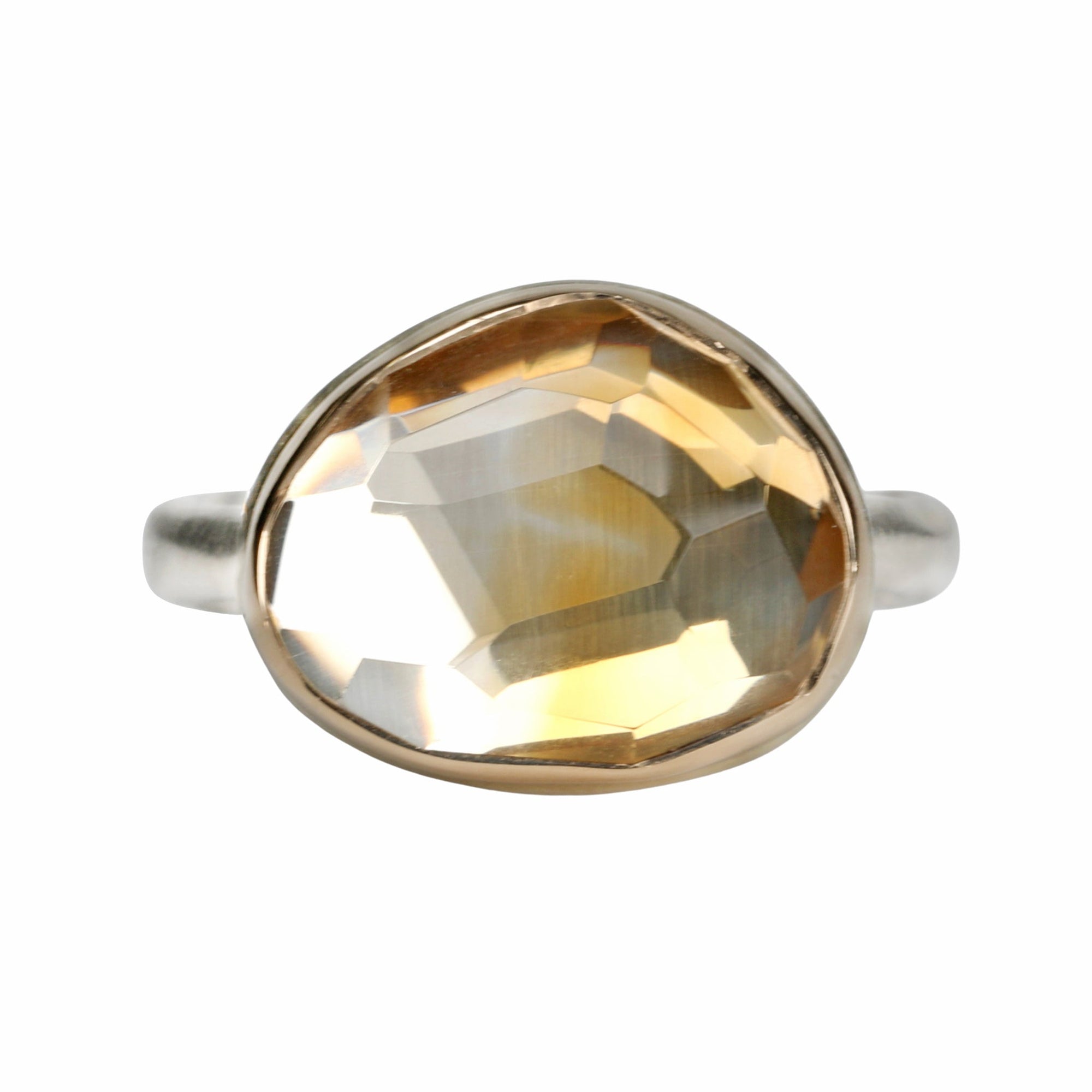 Faceted Asymmetrical Citrine Ring - Peridot Fine Jewelry - Jamie Joseph