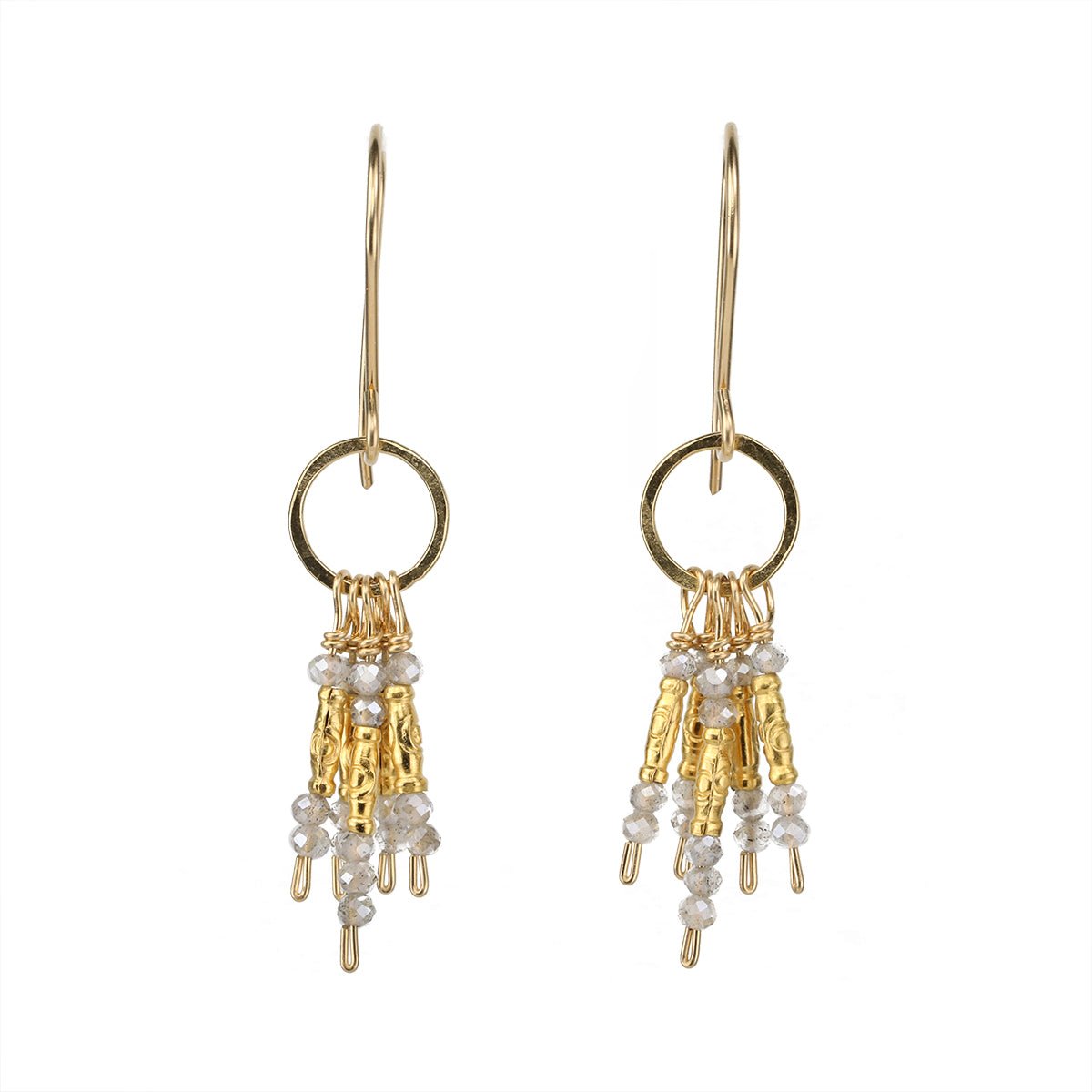Faceted Labradorite and Gold Vermeil &quot;Fringe&quot; Earrings - Peridot Fine Jewelry - Debbie Fisher