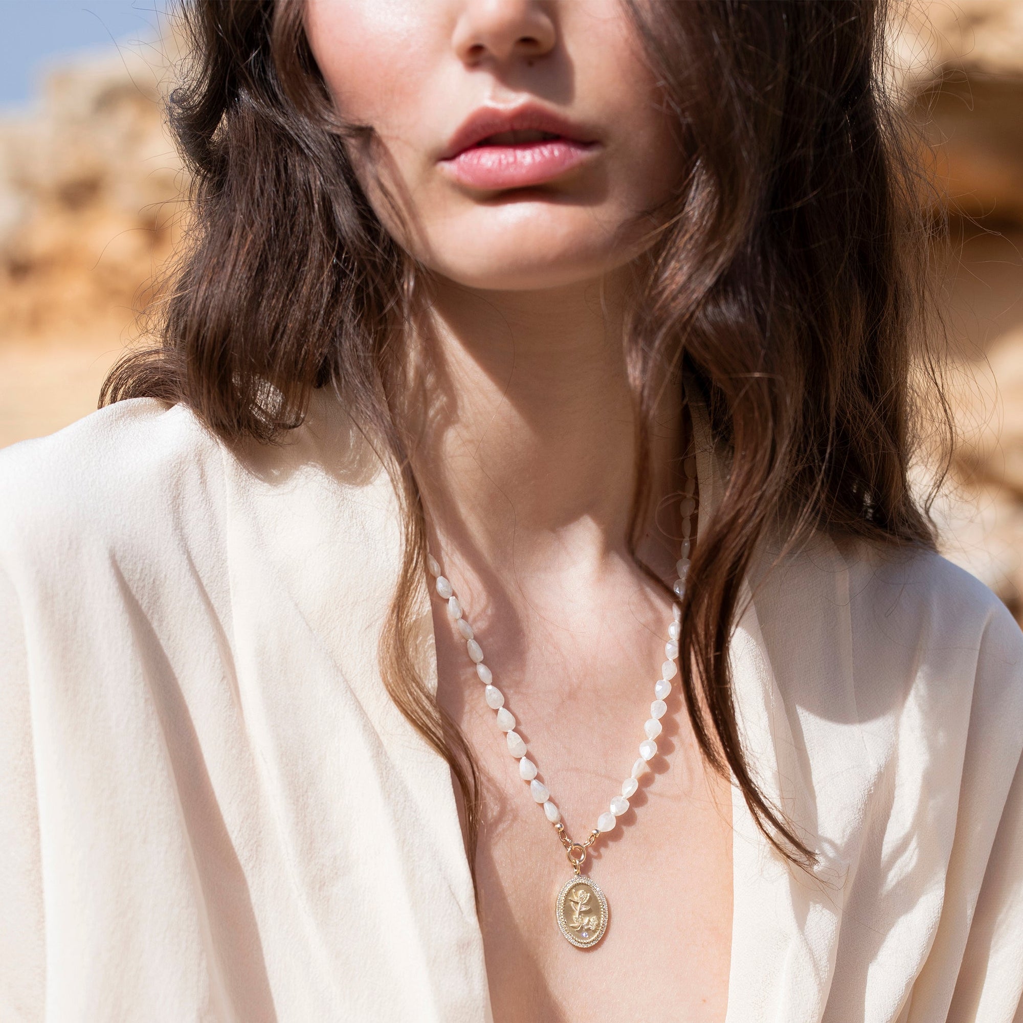 Zahava Faceted Silverite Nugget Necklace