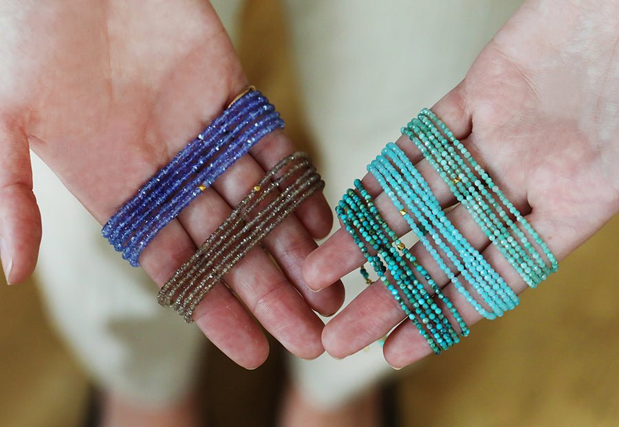 Faceted Tanzanite Beaded Wrap Bracelet