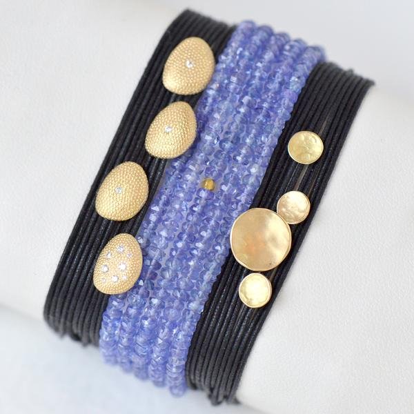 Faceted Tanzanite Beaded Wrap Bracelet