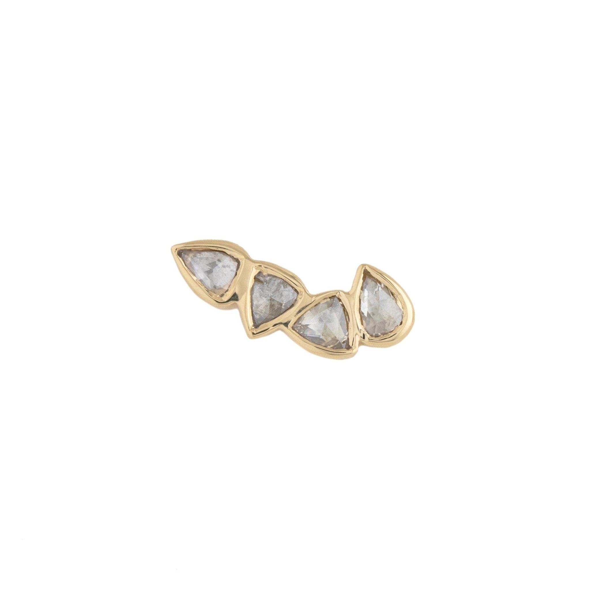 Four Irregular Rosecut Grey Diamond Curved Stud - Peridot Fine Jewelry - Celine Daoust