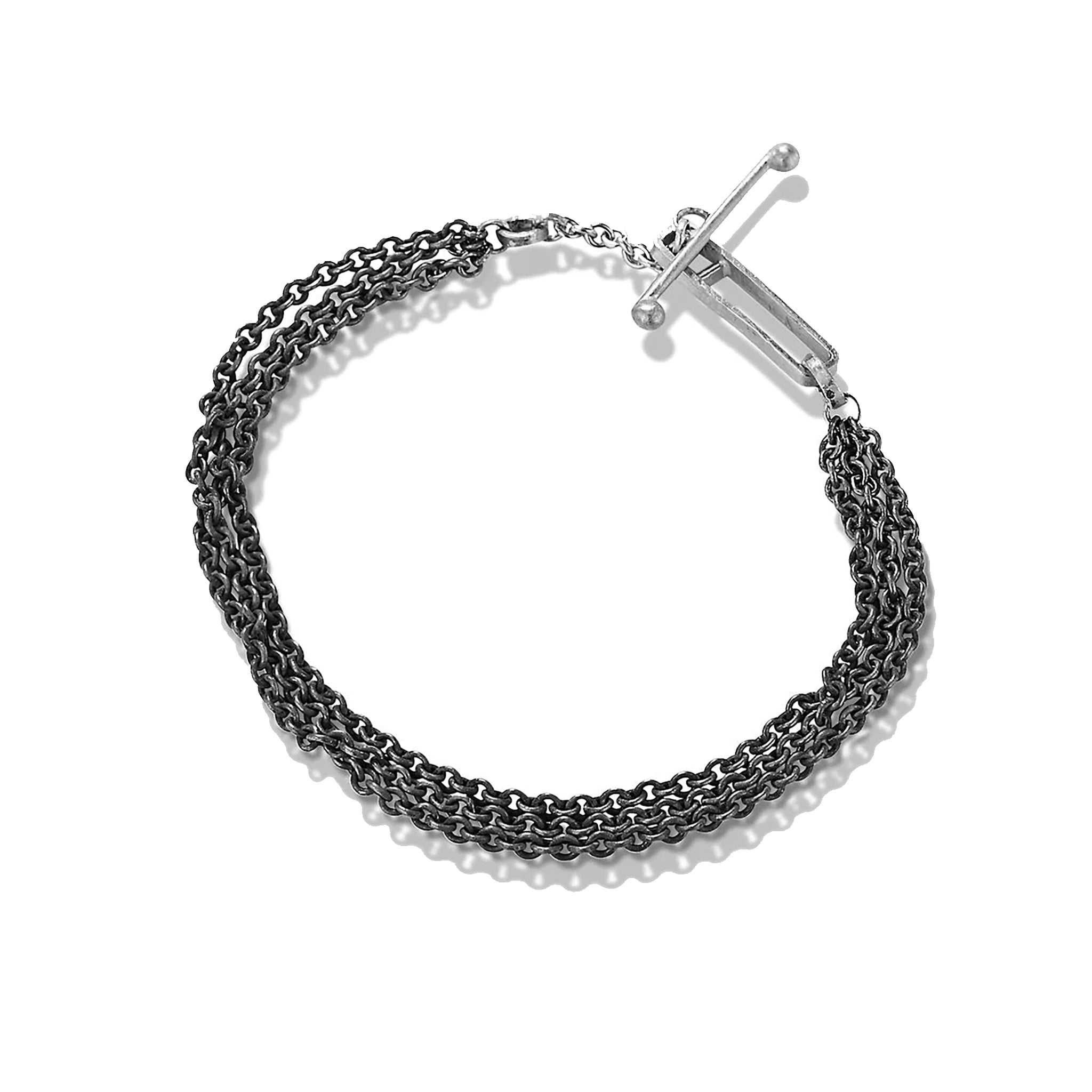 &quot;Friendship&quot; Black and Silver Toggle Clasp Bracelet with 3 O... - Peridot Fine Jewelry - Sarah Macfadden