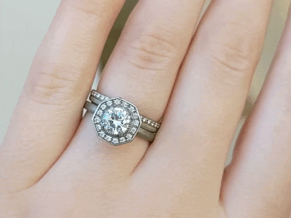 “Gabriella” Mount With Octagonal Pave Diamond Halo