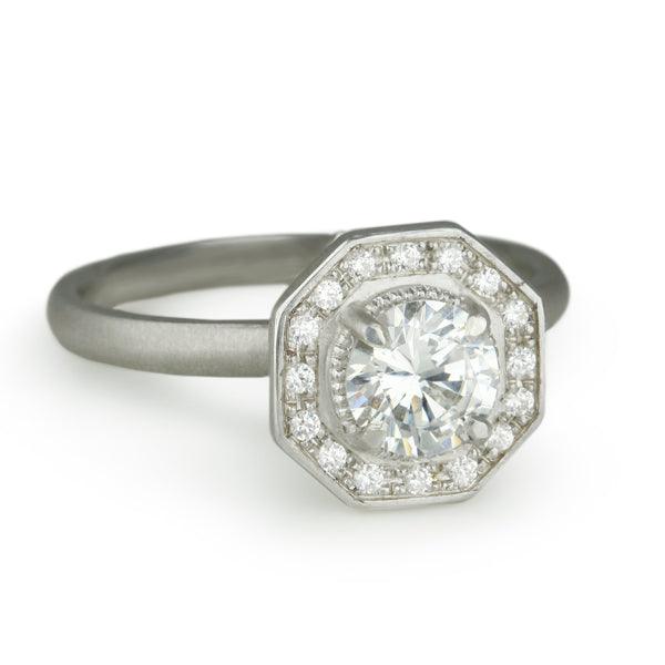 “Gabriella” Mount With Octagonal Pave Diamond Halo