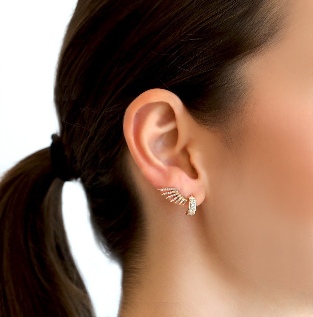 Celine Daoust Geometric Earring Stud Hoop with Diamonds