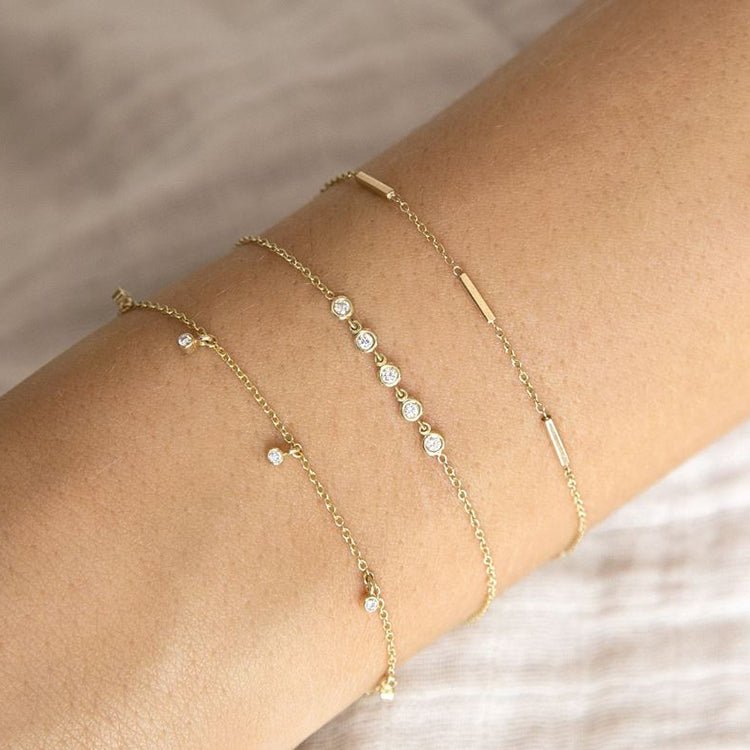 Gold and 5 Diamond Tennis Bracelet
