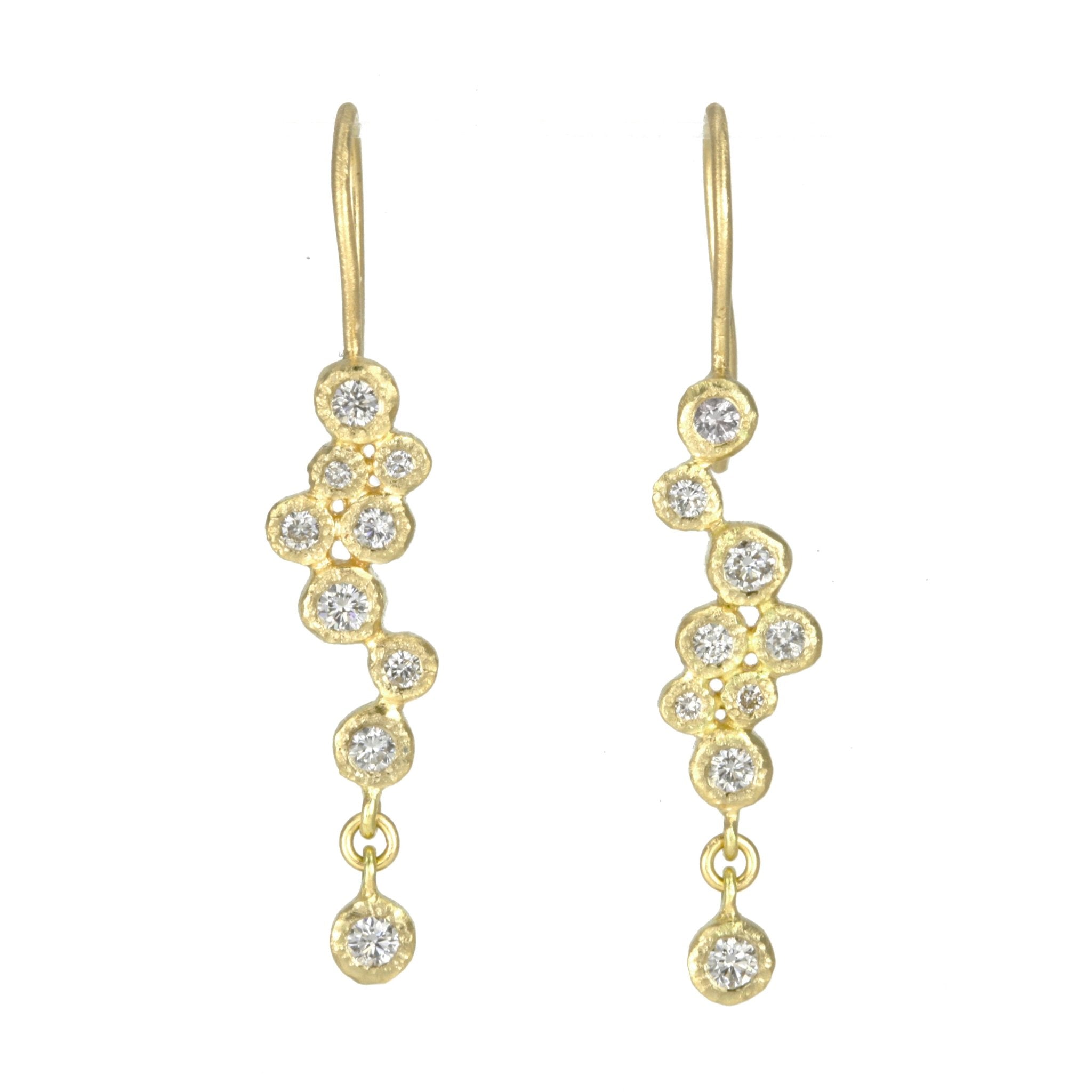 Yasuko Azuma Gold and 9 Bezel-Set Diamond Earrings