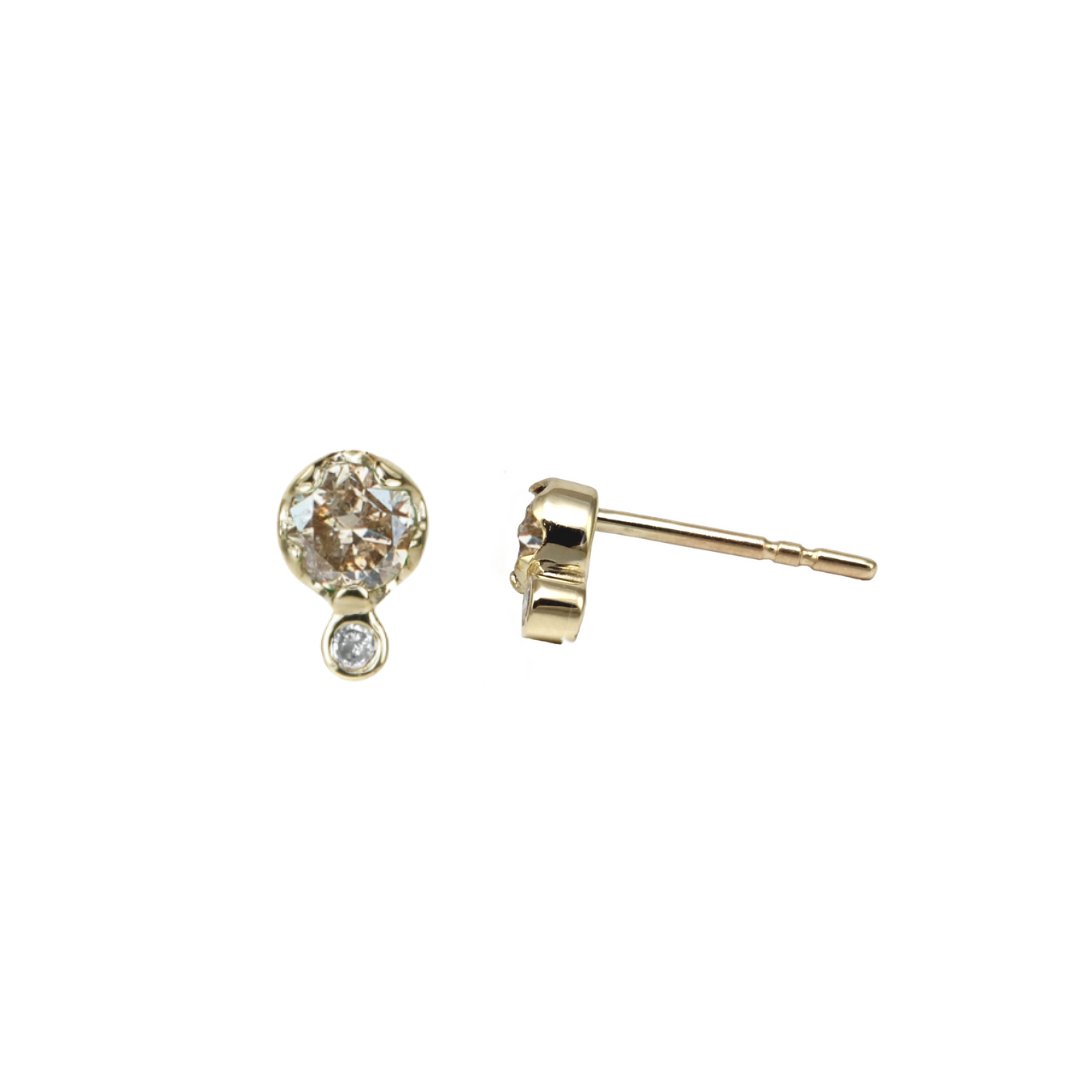 Zahava Gold and Cognac Diamond Birthstone Studs