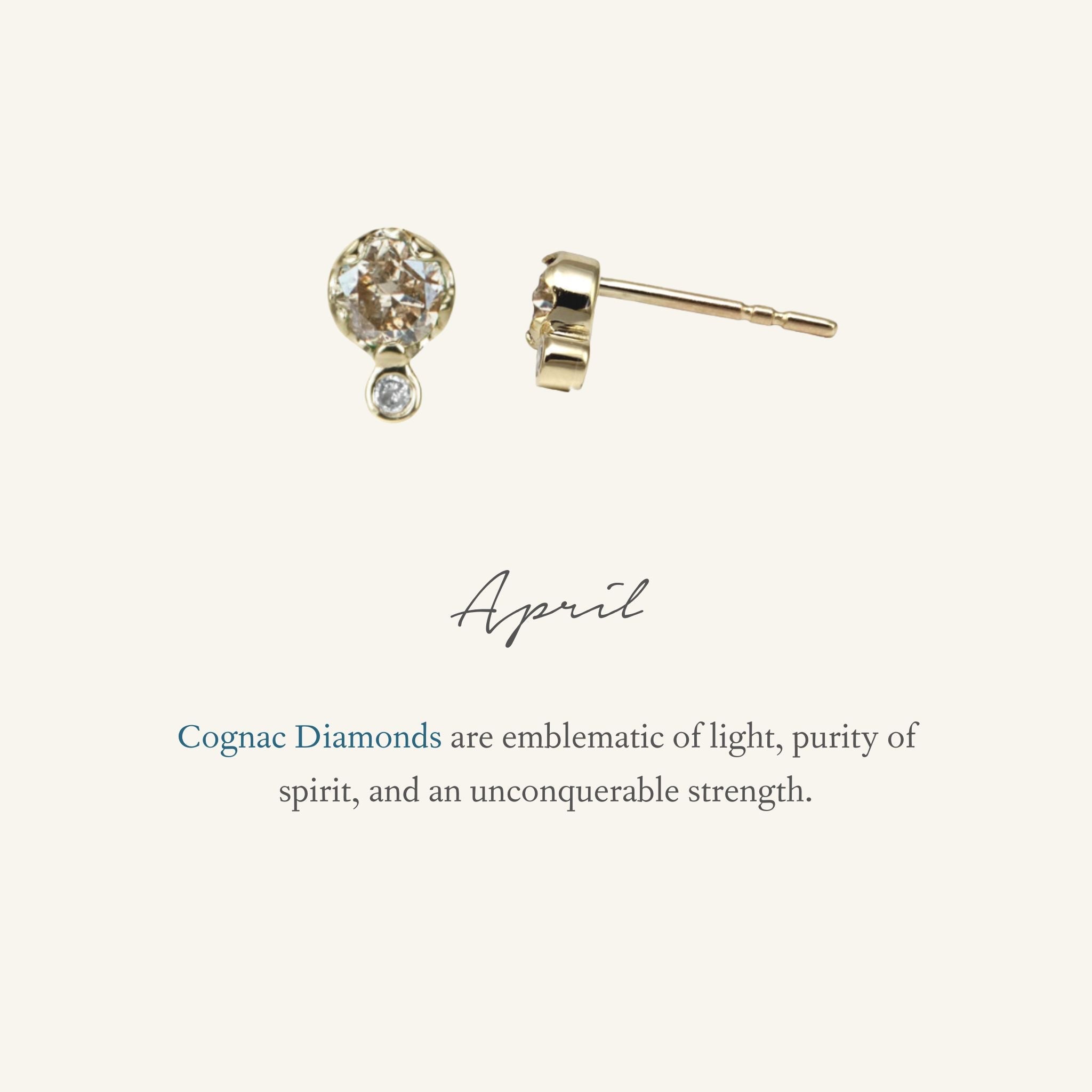 Zahava Gold and Cognac Diamond Birthstone Studs