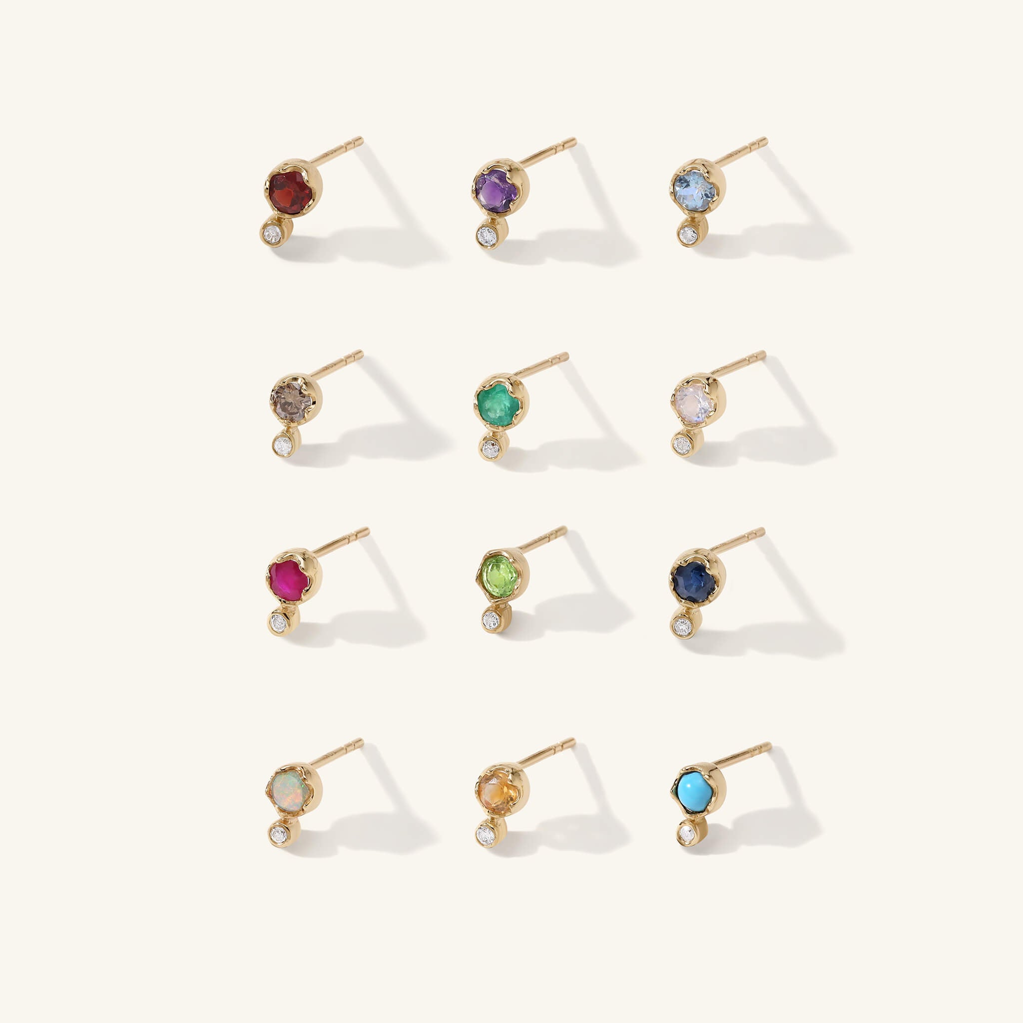 Zahava Gold and Cognac Diamond Birthstone Studs