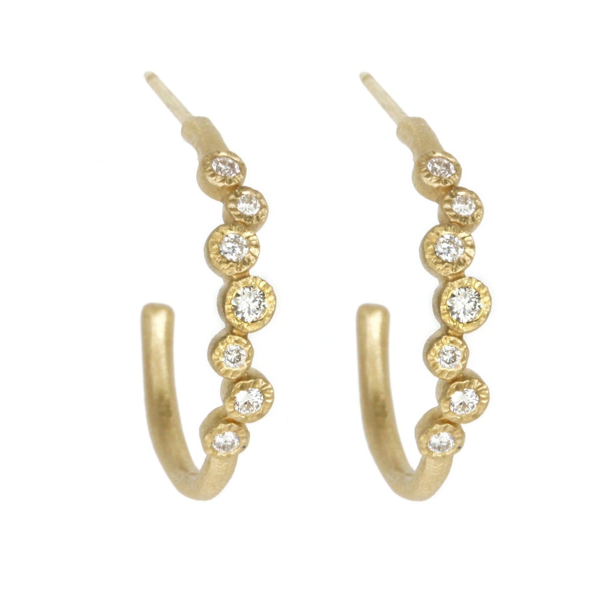 Yasuko Azuma Gold and Diamond Cluster Hoop Earrings
