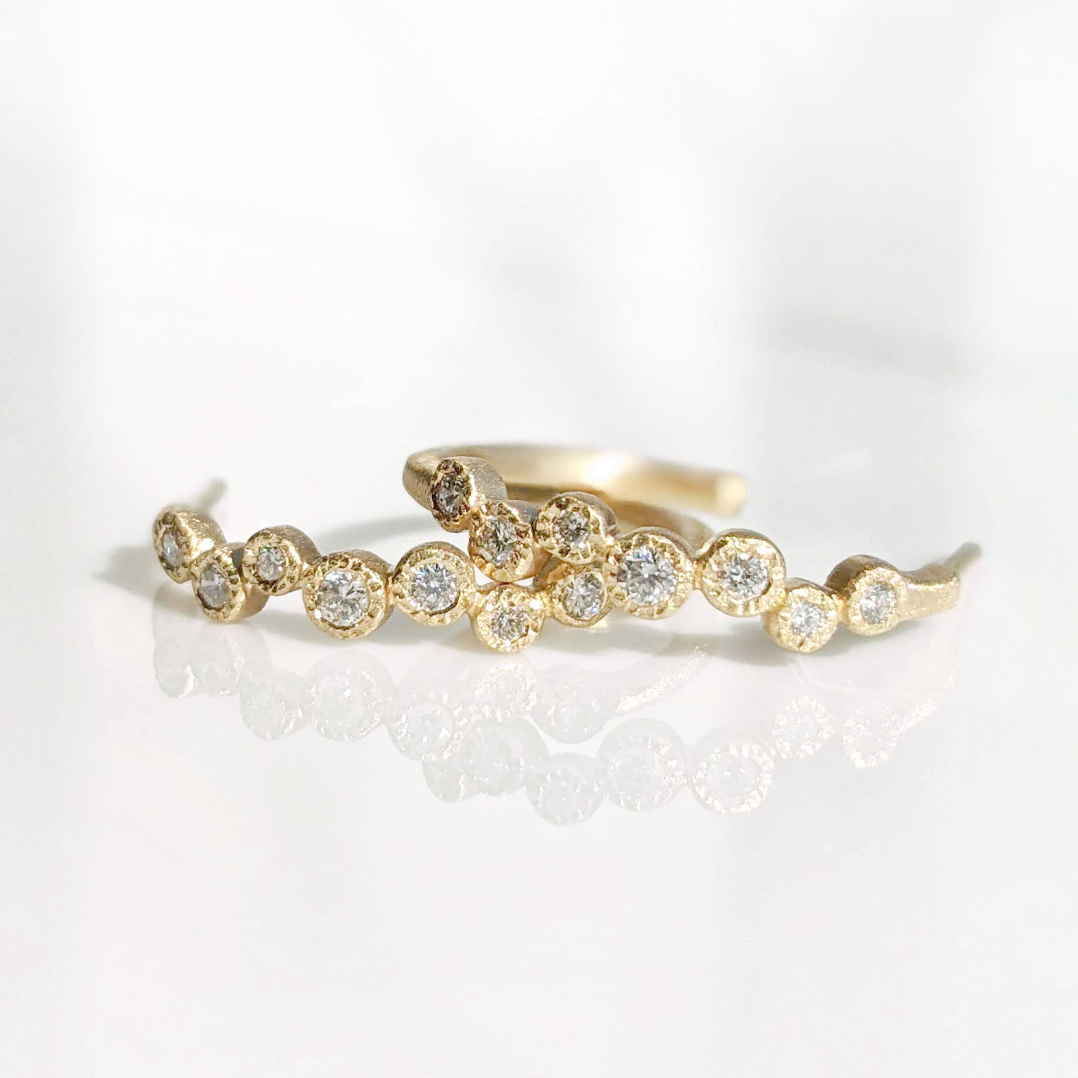 Yasuko Azuma Gold and Diamond Cluster Hoop Earrings