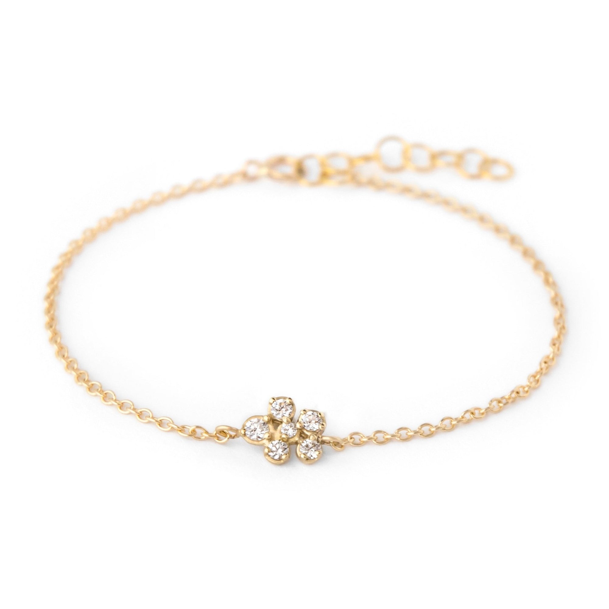 Gold and Diamond "Festival" Small Cluster Bracelet - Peridot Fine Jewelry - Anne Sportun