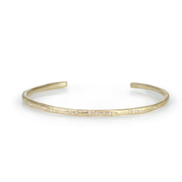 Yasuko Azuma Gold and Diamond Textured Cuff Bracelet