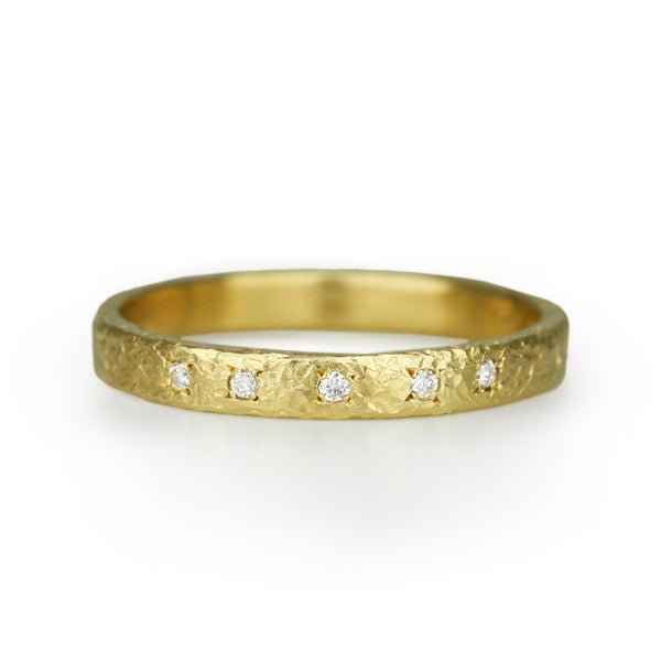 Gold and Diamond Textured Ring
