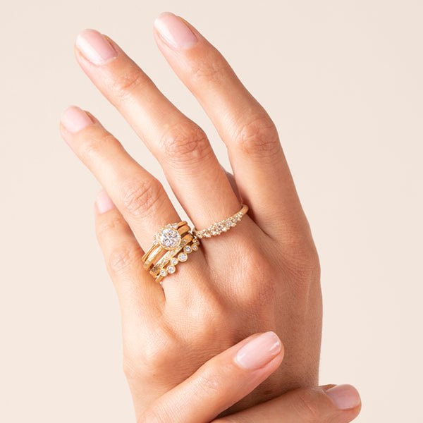 Gold and Diamond Textured Ring