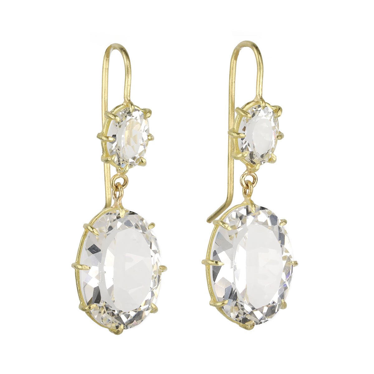 Rosanne Pugliese Gold and White Topaz Double Drop Earrings