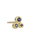 Gold Bezel-Set Blue Sapphire Trio Stud - Peridot Fine Jewelry - Yasuko Azuma
