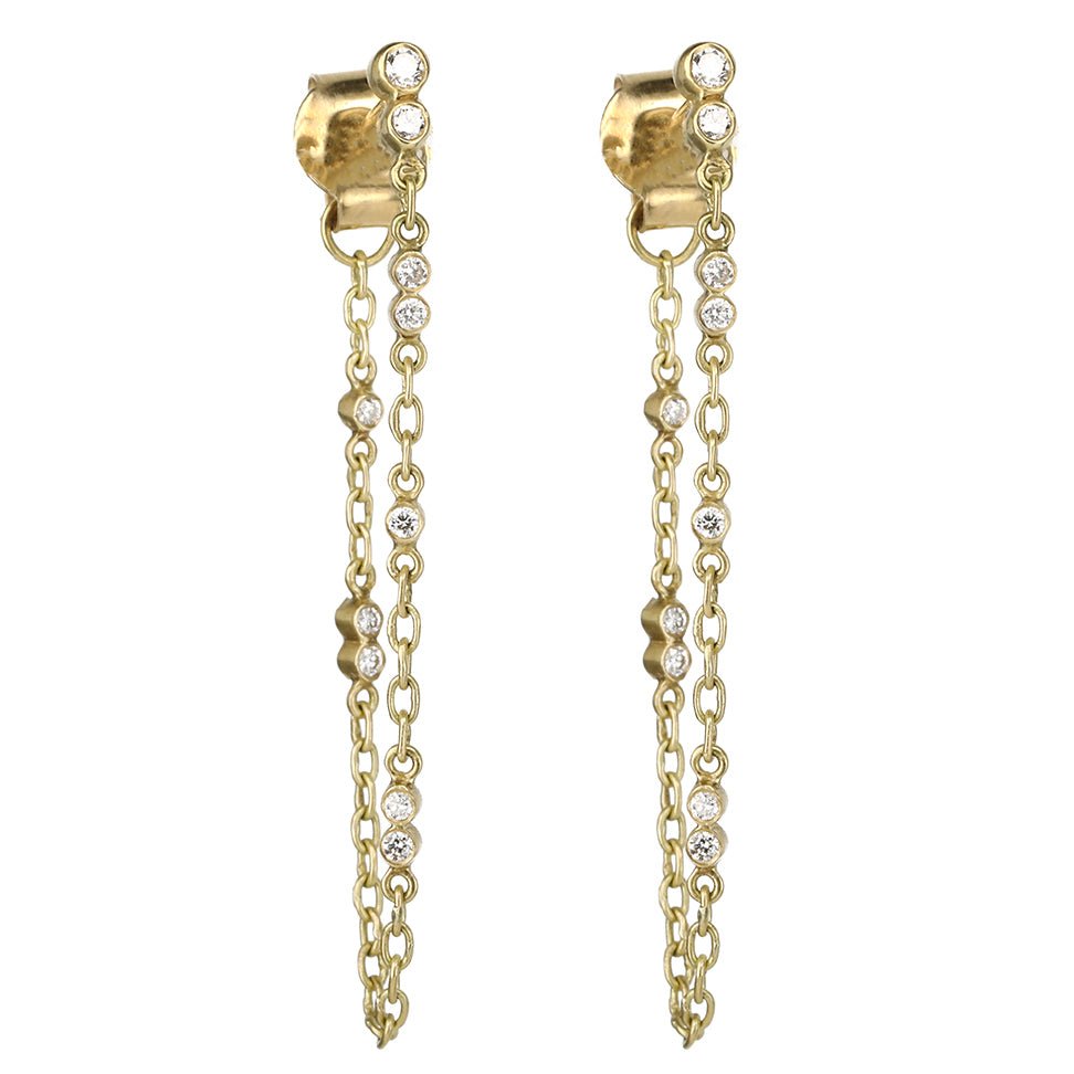 Gold &amp; Bezel-Set Diamond &quot;Vignette&quot; Soft Hoop Earrings