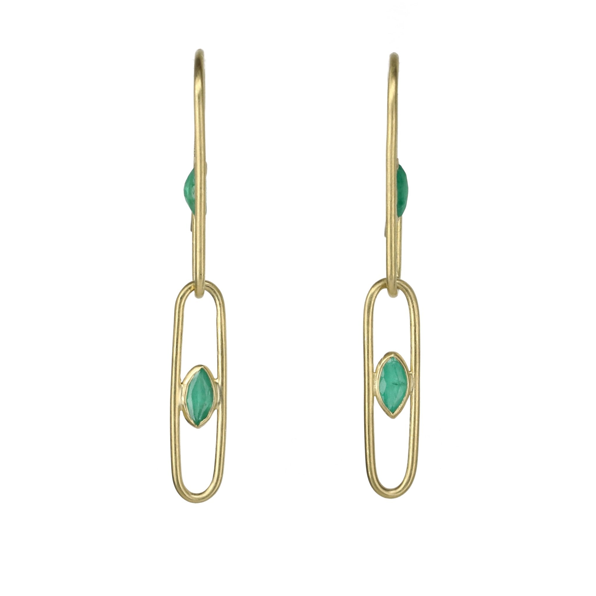 Gold &amp; Bezel-Set Emerald &quot;Gemclip&quot; Earrings