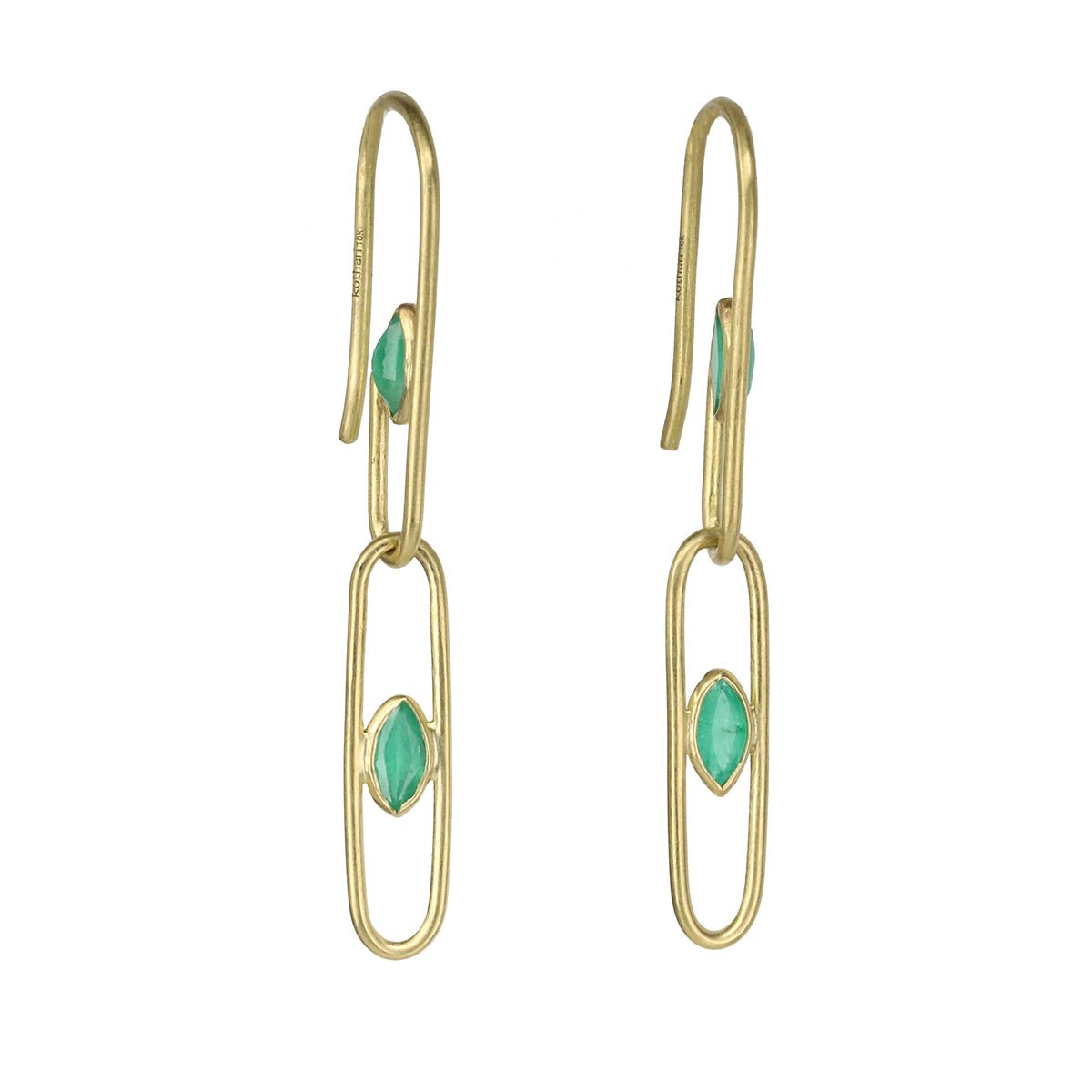 Gold &amp; Bezel-Set Emerald &quot;Gemclip&quot; Earrings
