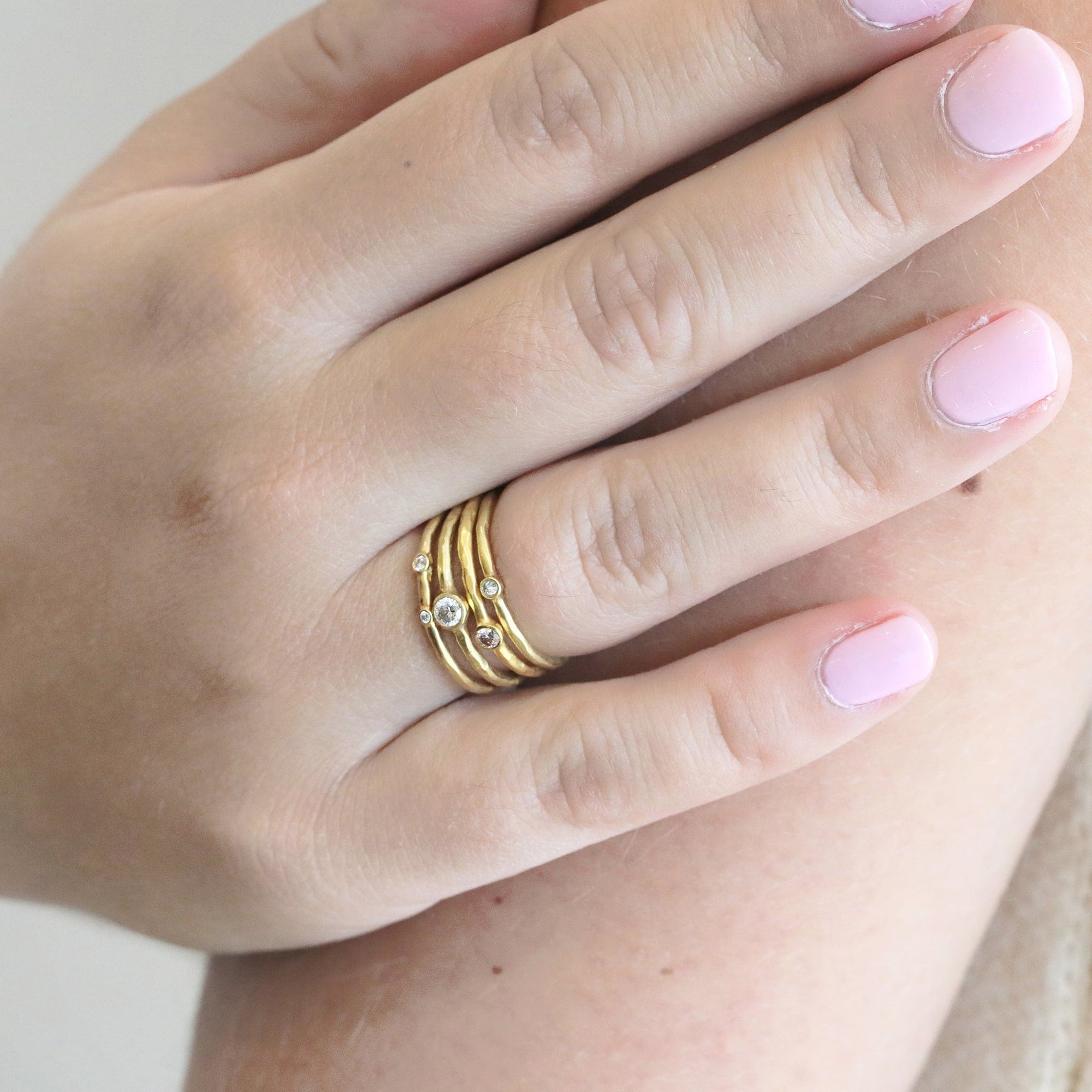 Gold Bezel-Set Fancy Light Pink Diamond Ring