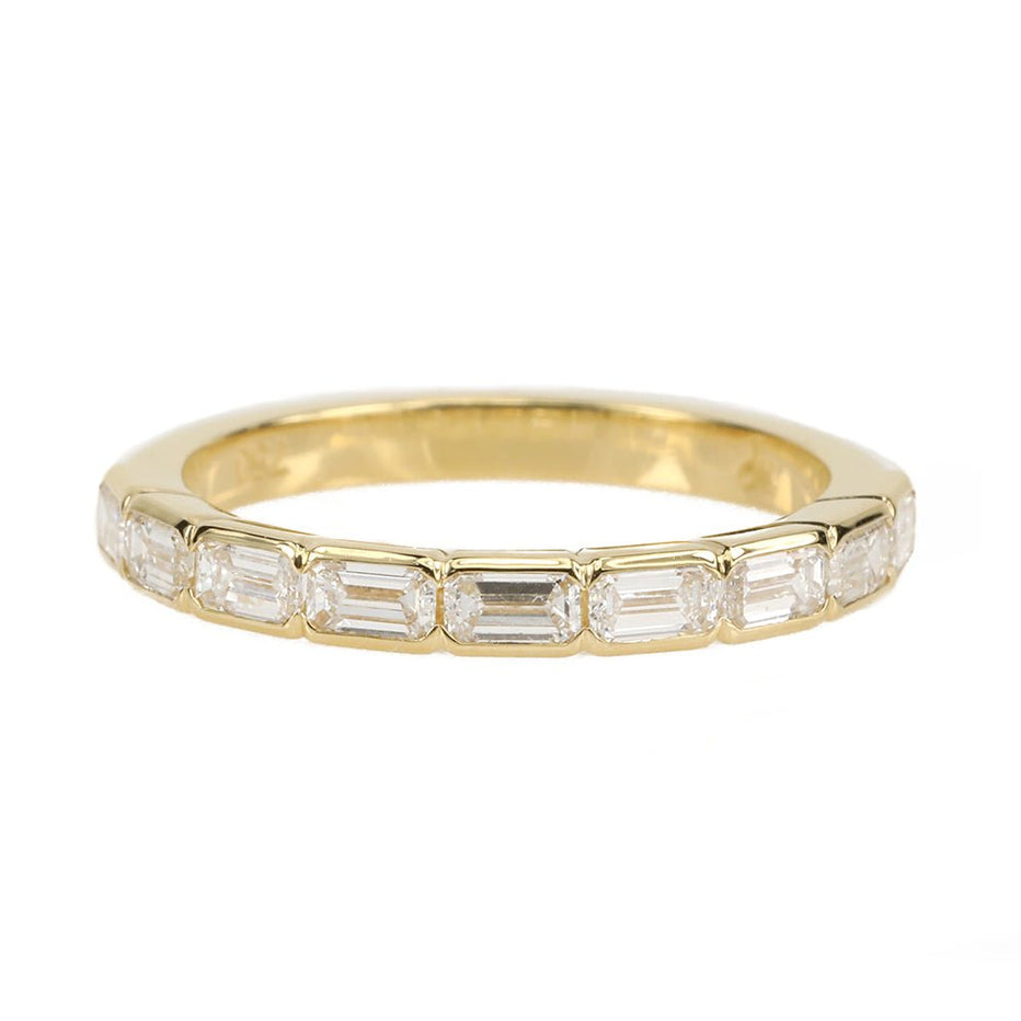 Mark Patterson Gold Bezel-Set Halfway Emerald-Cut Diamond Ring ...