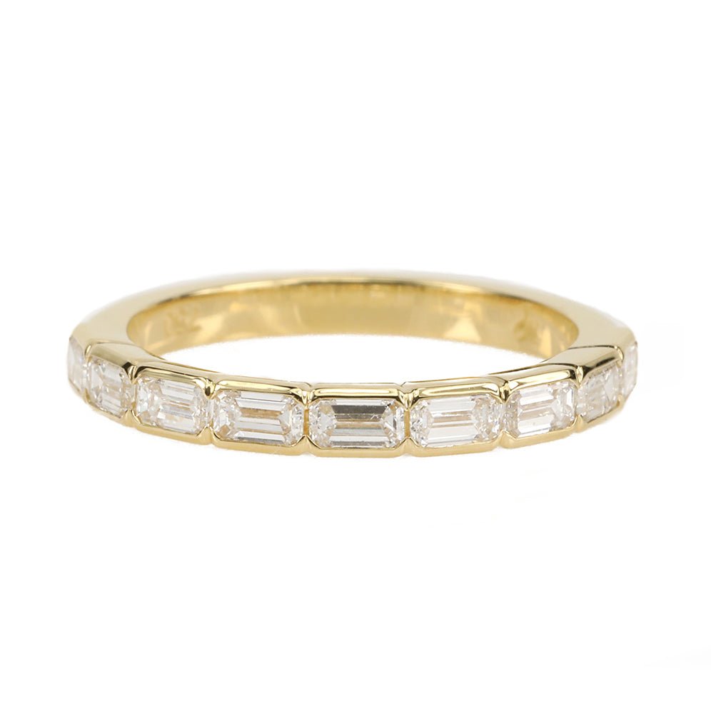 Mark Patterson Gold Bezel-Set Halfway Emerald-Cut Diamond Ring