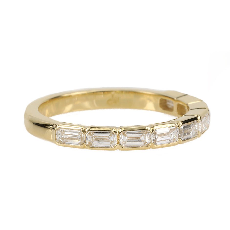 Mark Patterson Gold Bezel-Set Halfway Emerald-Cut Diamond Ring