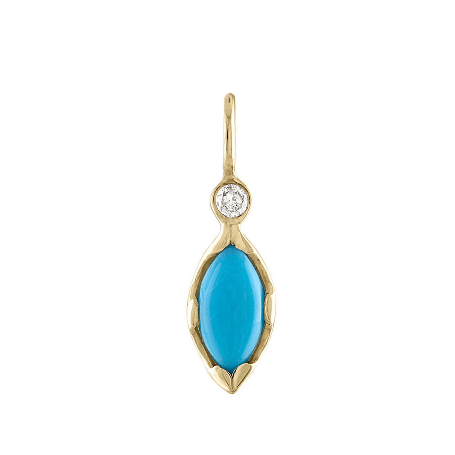 Zahava Gold Bezel-Set Marquise Turquoise & Diamond "Talisman" Charm