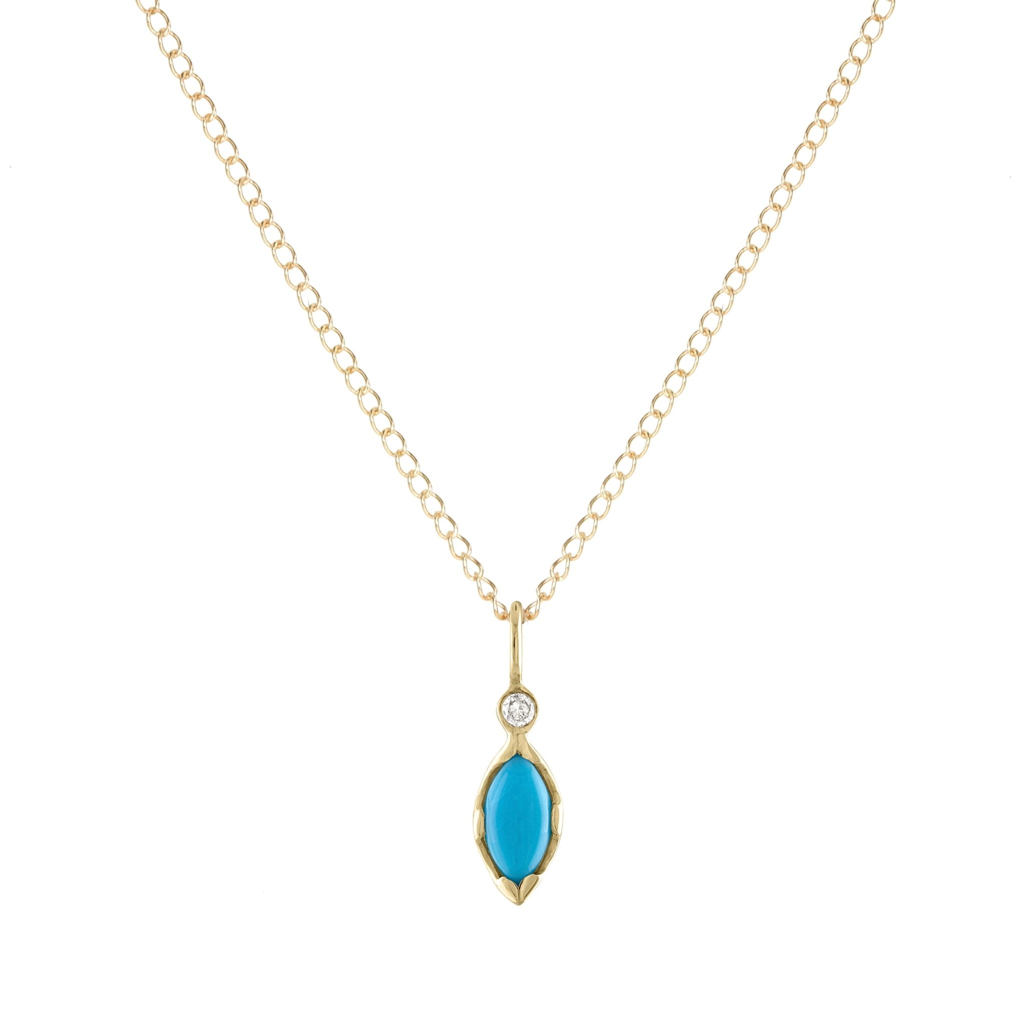 Zahava Gold Bezel-Set Marquise Turquoise &amp; Diamond &quot;Talisman&quot; Charm
