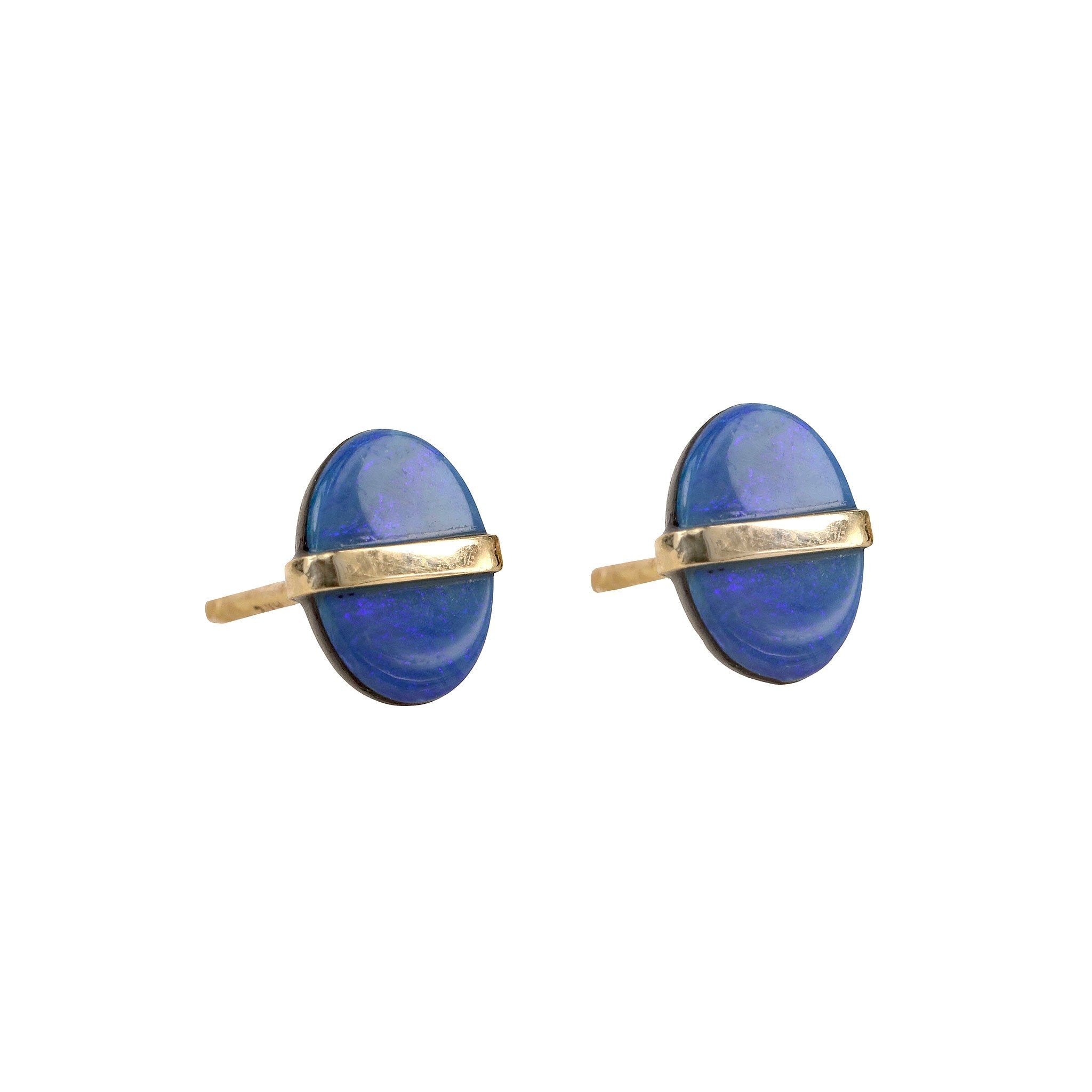 Melissa Joy Manning Gold Bezel-Wrapped Oval Australian Opal Studs