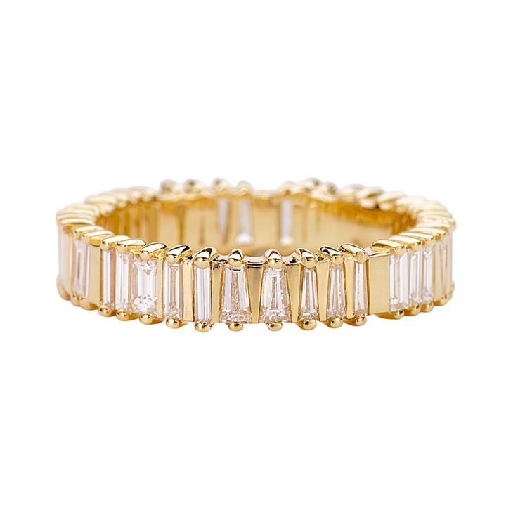 Artemer Gold &quot;Bridge&quot; Ring with Tapered Baguette and Trapeze-Cut Diamonds