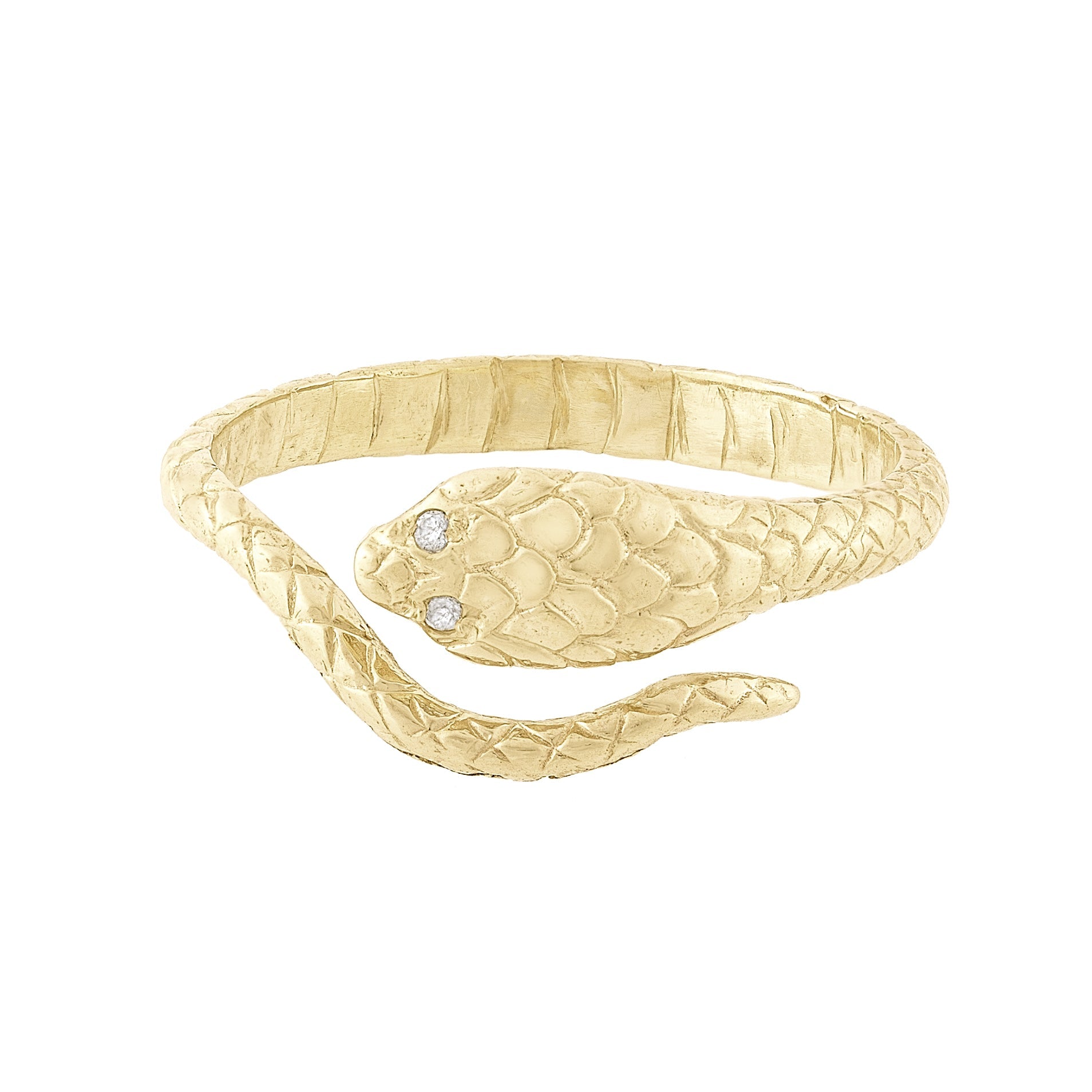 Gold &quot;Cobra&quot; Ring with Diamond Eyes - Peridot Fine Jewelry - Celine Daoust