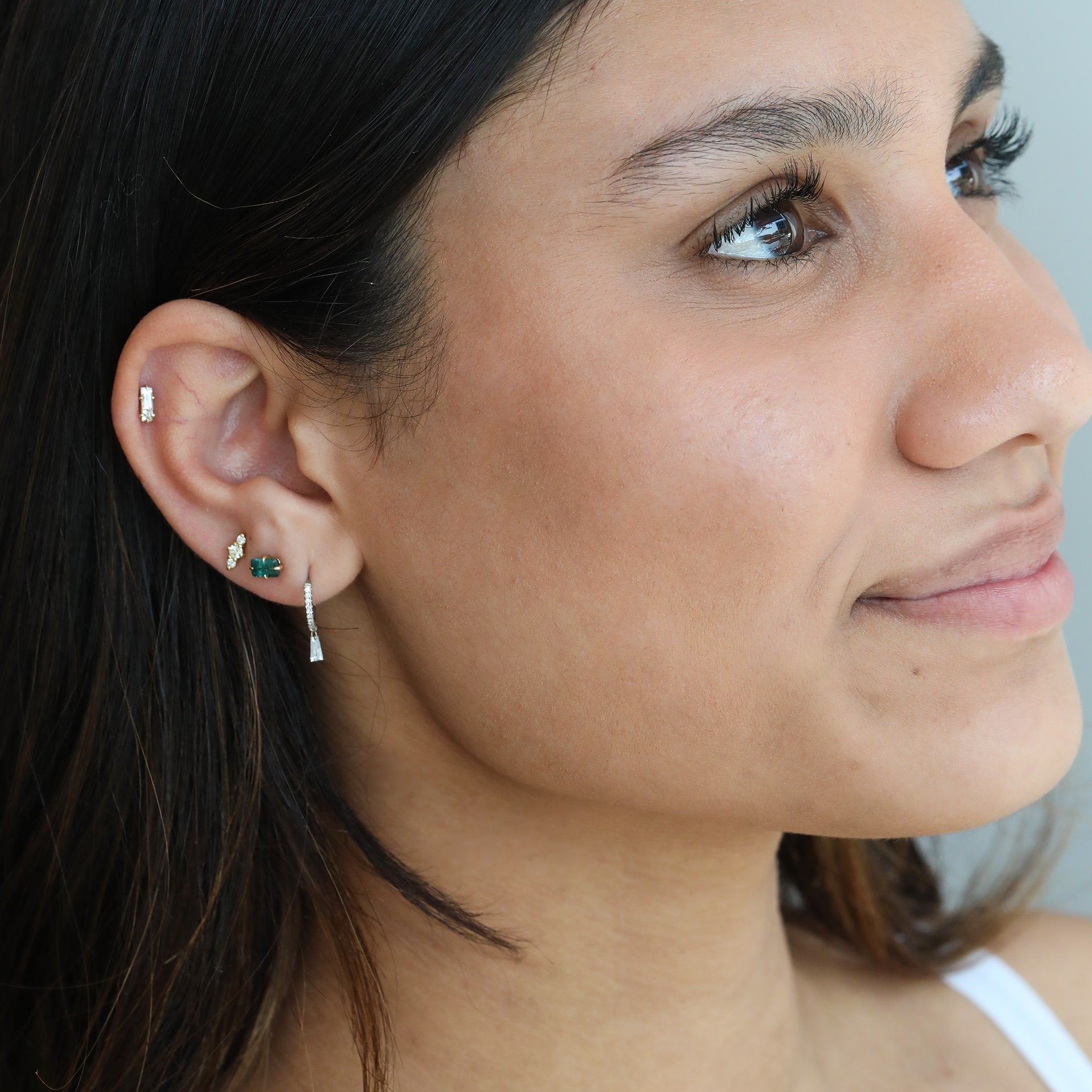 ILA Gold &quot;Double Trouble&quot; Diamond &amp; White Sapphire Stud
