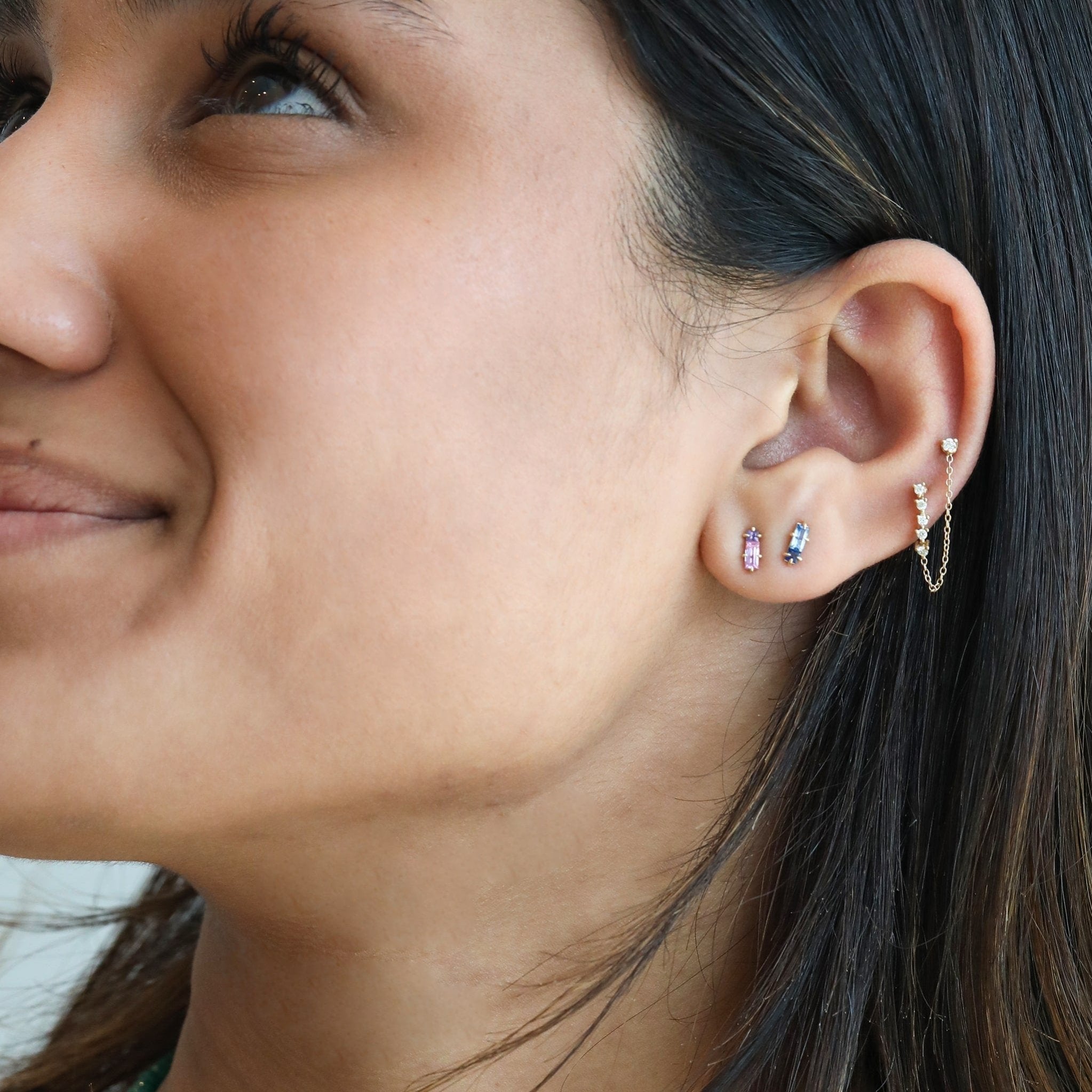 ILA 14 Karat Yellow Gold &quot;Double Trouble&quot; Sapphire Stud