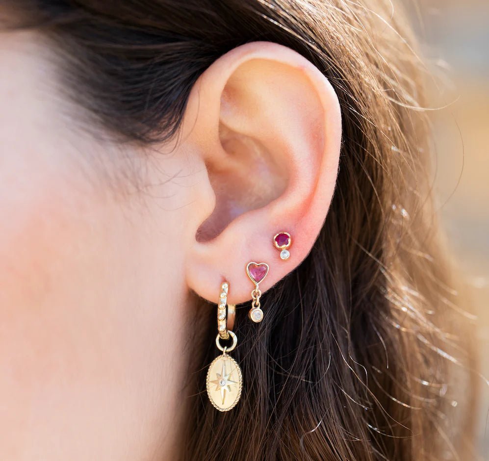 Zahava Gold Emerald &amp; Diamond Birthstone Stud Earrings