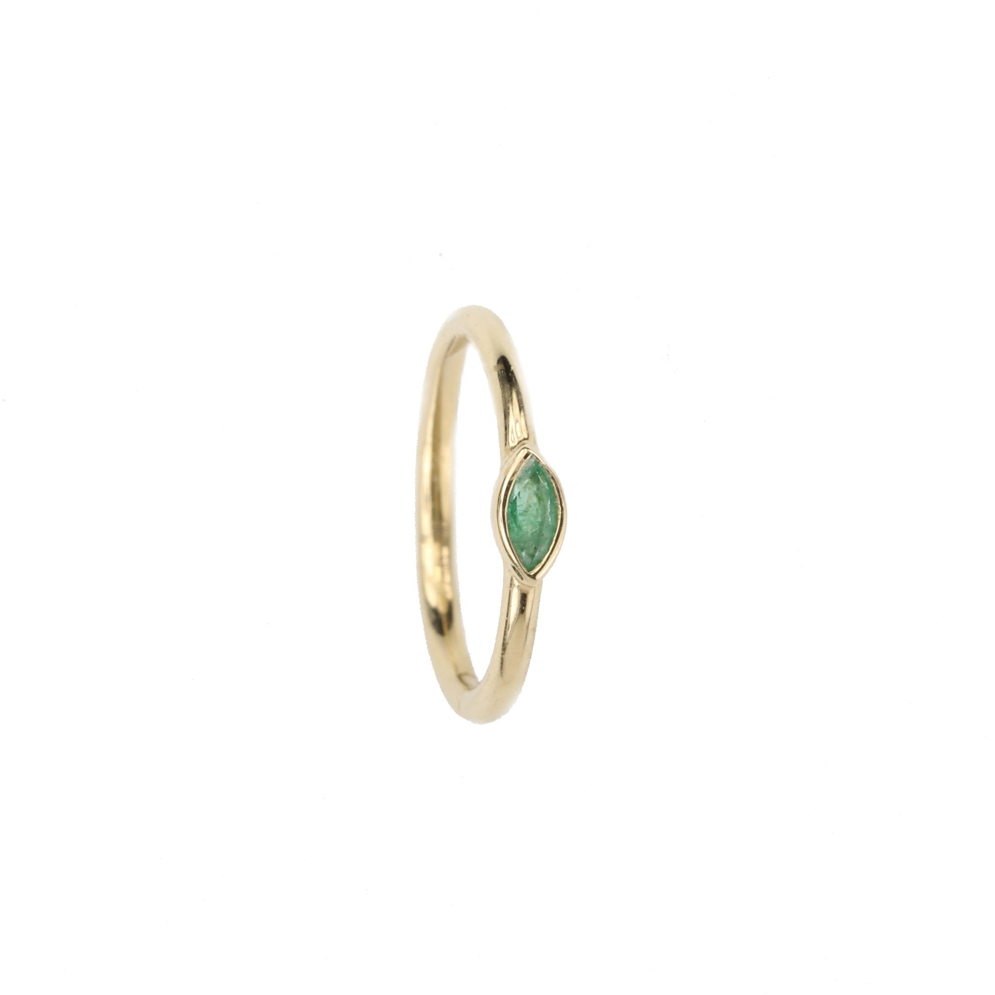 Jacquie Aiche Gold Emerald Marquise Hoop Earring