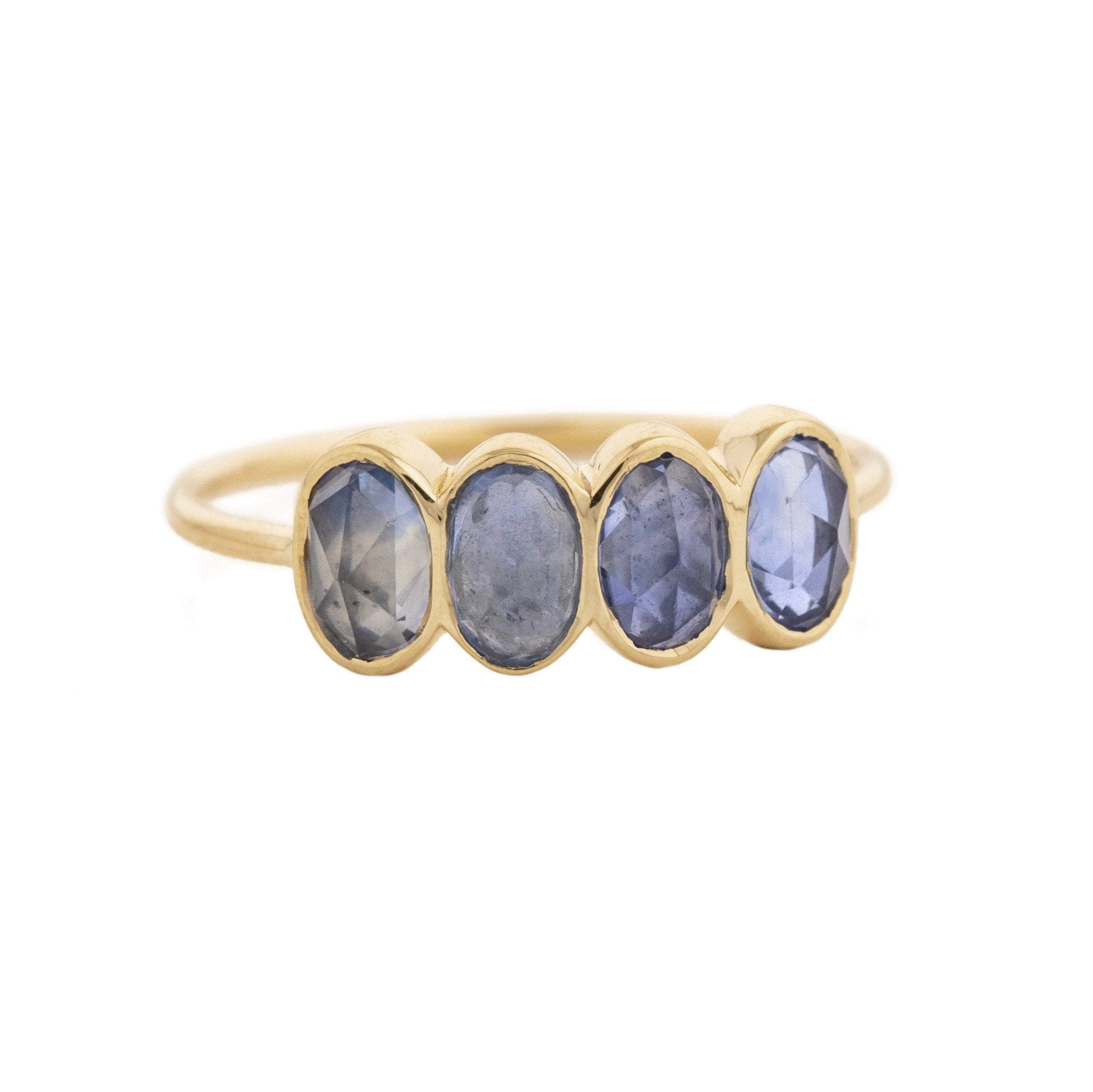 Gold Four Bezel-Set Light Blue Sapphire Ring - Peridot Fine Jewelry - Celine Daoust