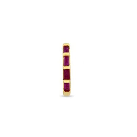 Zoe Chicco Gold Huggie with Ruby Baguettes