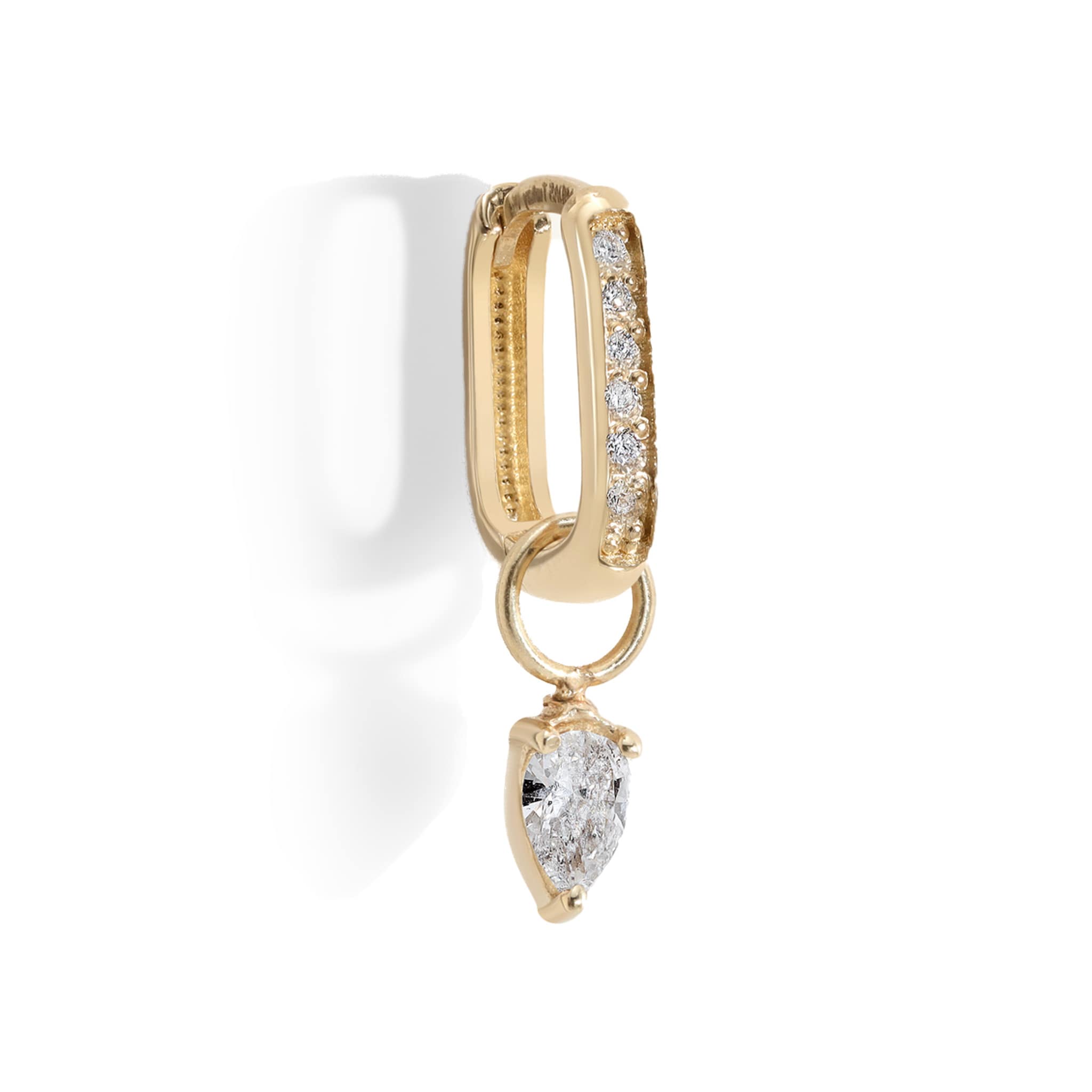 Gold Large Pear Diamond Earring Charm - Peridot Fine Jewelry - Zahava